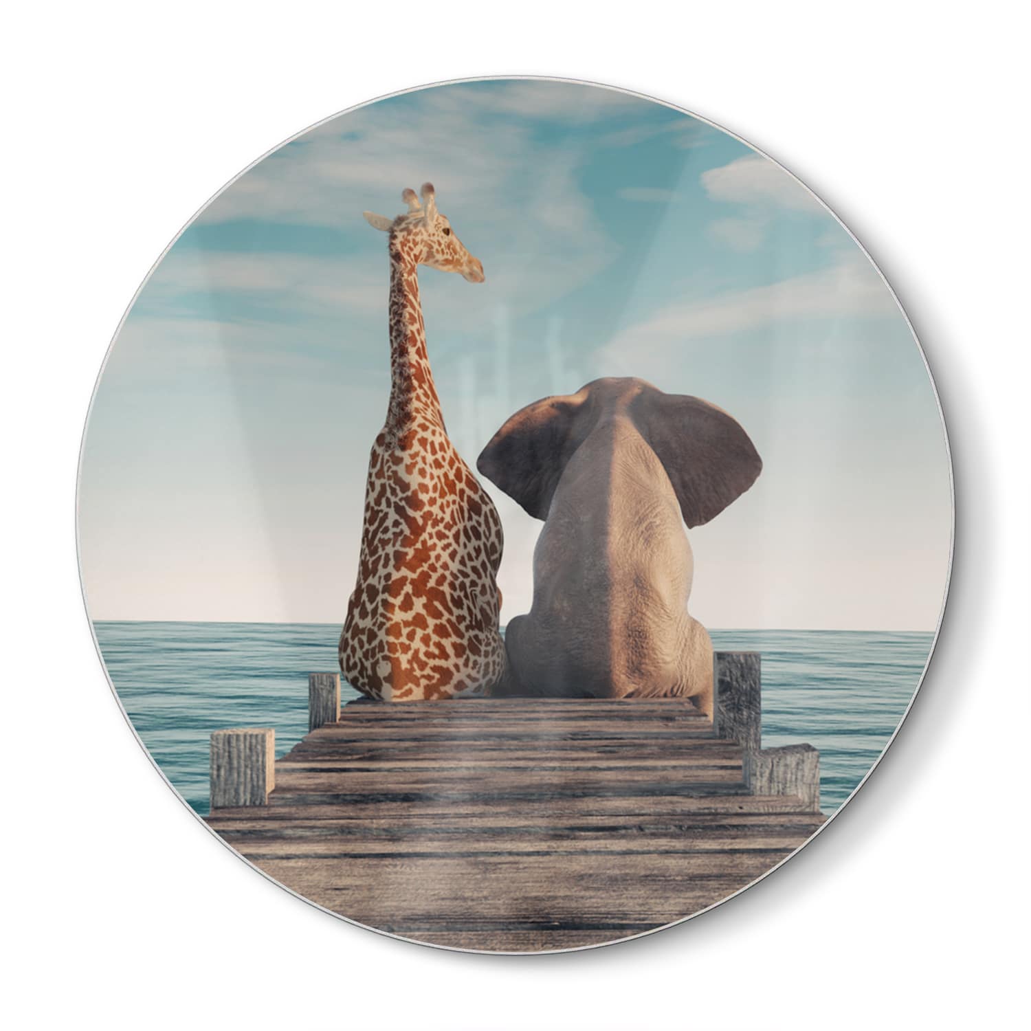 Snijplank Rond - Gehard Glas - Giraffe en Olifant