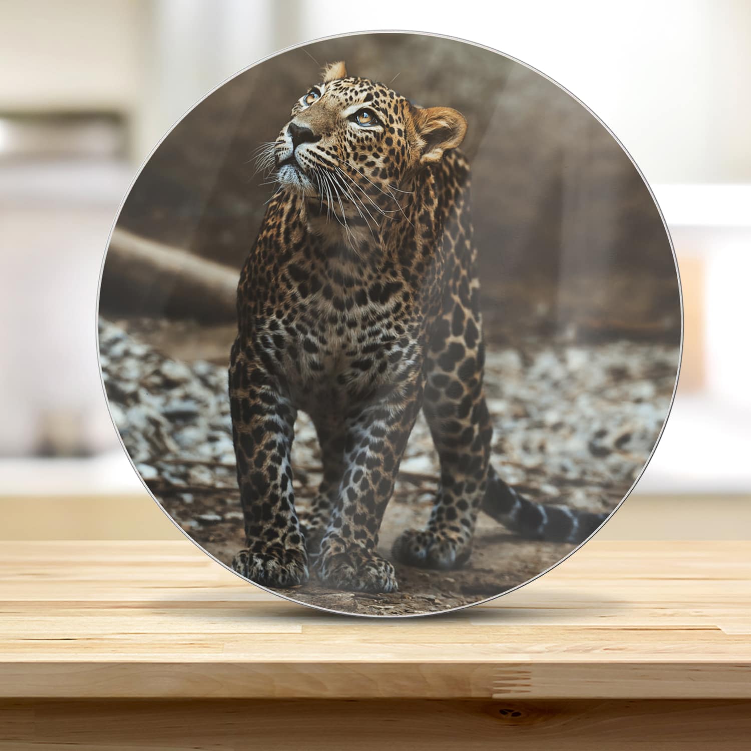 Snijplank Rond - Gehard Glas - Ceylon Luipaard