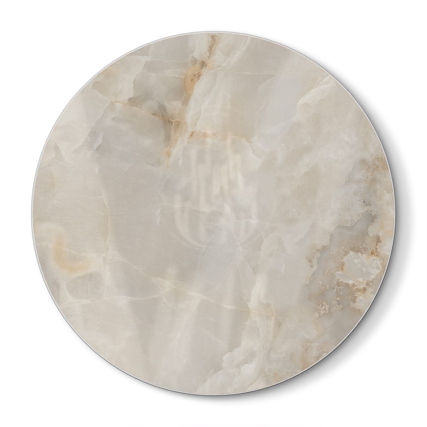 Snijplank Rond - Gehard Glas - Beige marmer