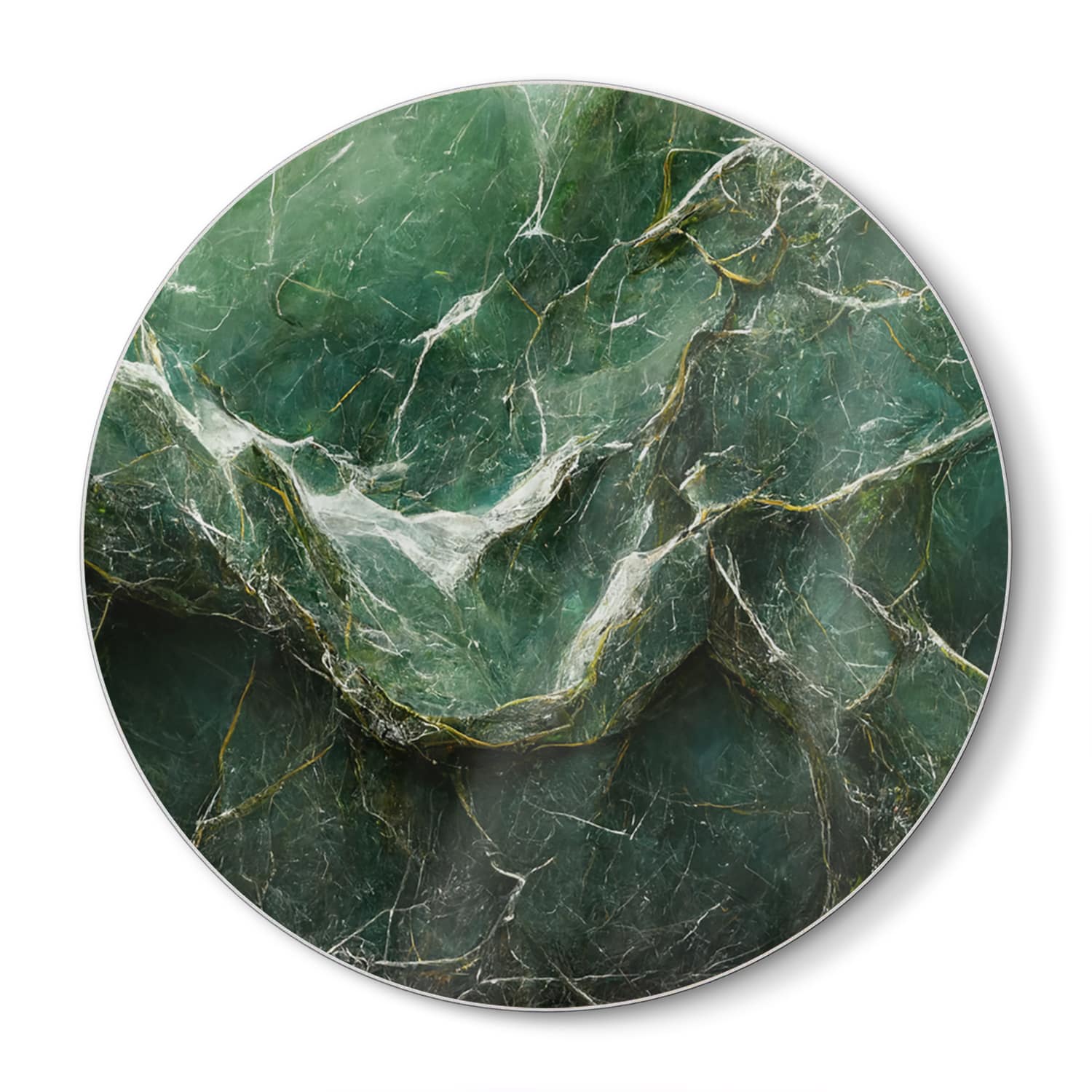 Snijplank Rond - Gehard Glas - Luxe Groen Marmer