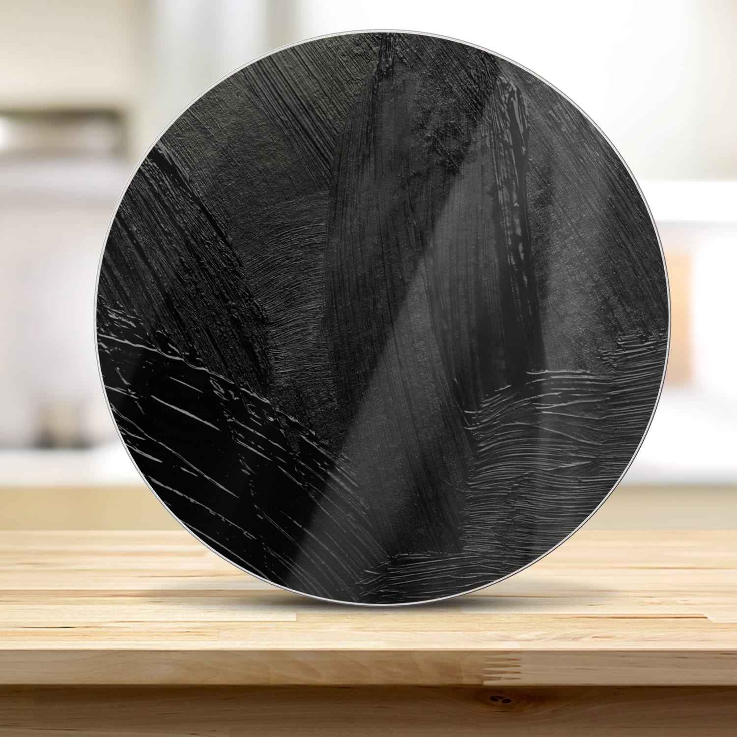 Snijplank Rond - Gehard Glas - Zwarte Verf