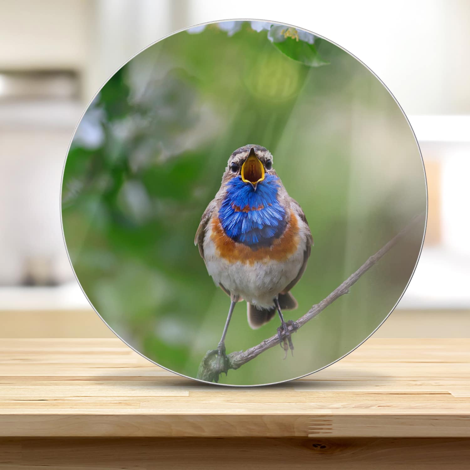 Snijplank Rond - Gehard Glas - Schattige Blauwborst