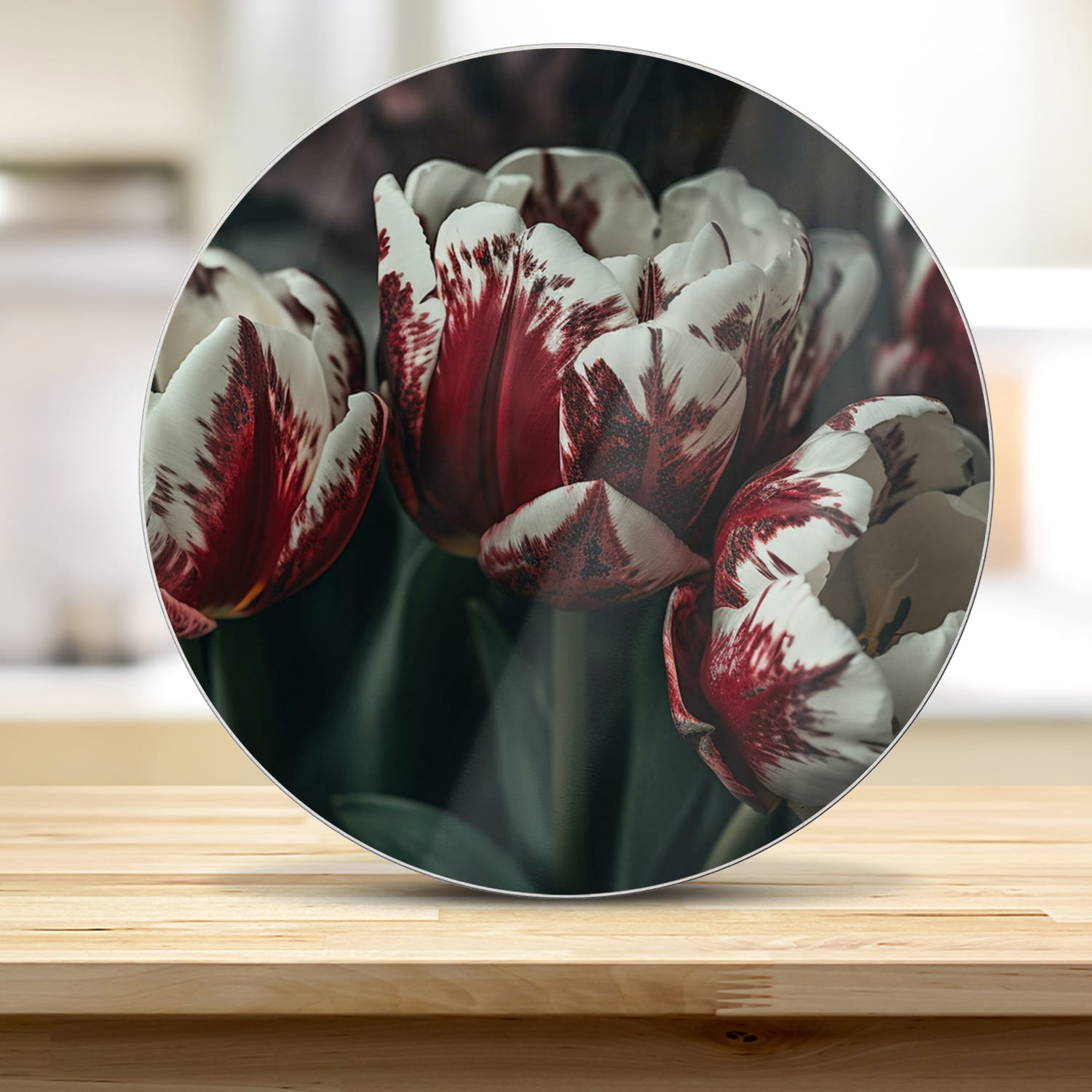 Snijplank Rond - Gehard Glas - Tulpen