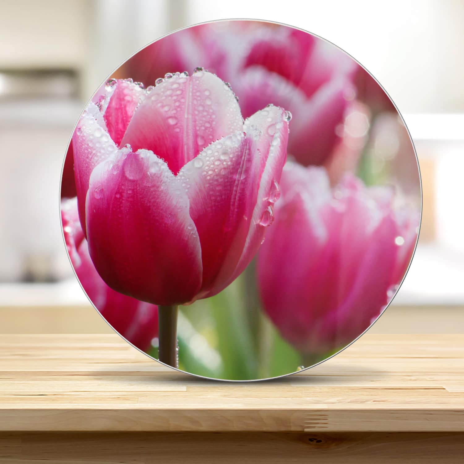 Snijplank Rond - Gehard Glas - Natte Tulpen