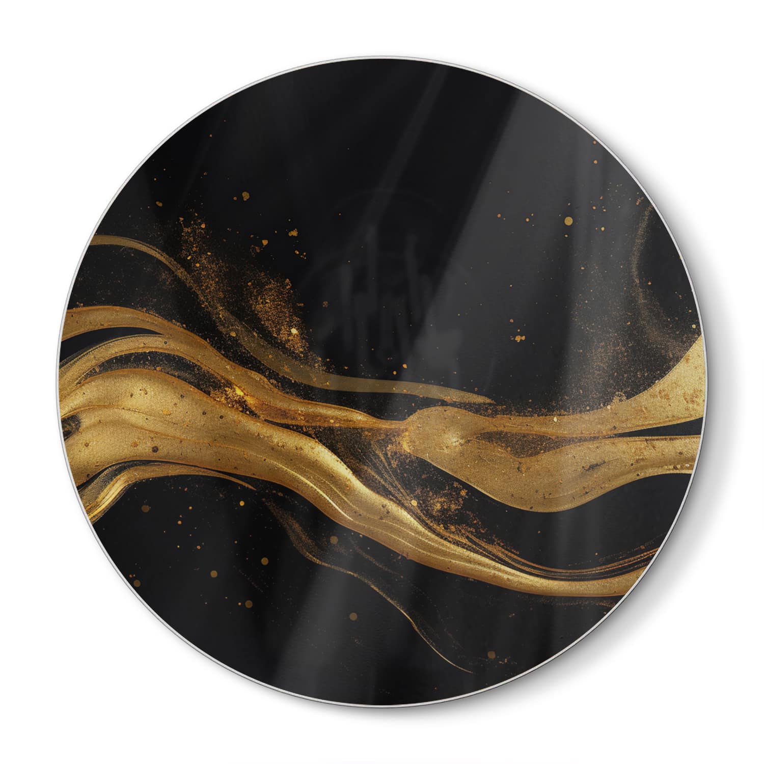 Snijplank Rond - Gehard Glas - Abstracte luxe goud-zwart achtergrond