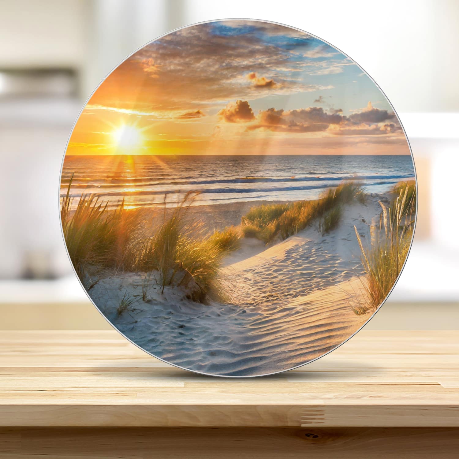 Snijplank Rond - Gehard Glas - Zonsondergang bij Duinen