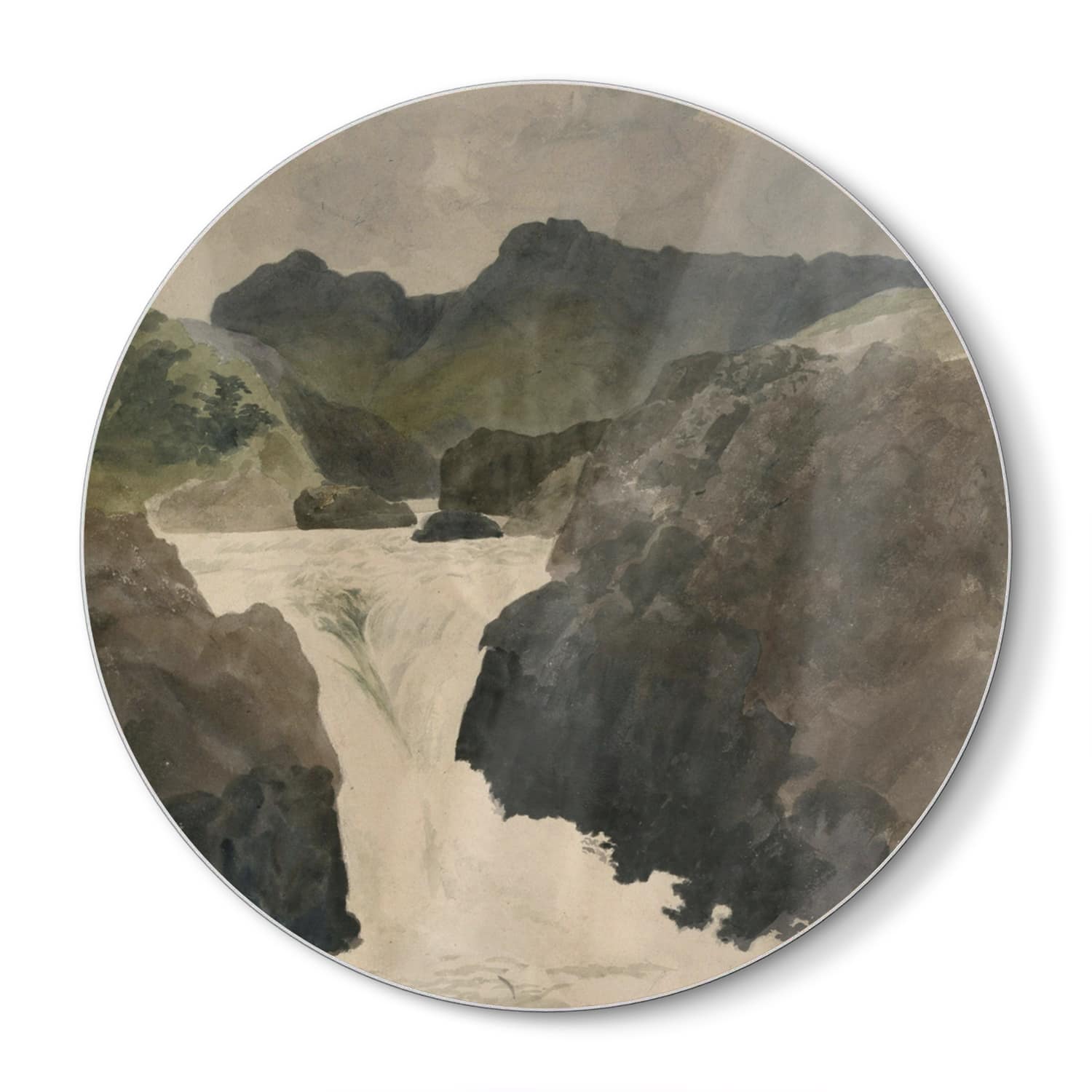 Snijplank Rond - Gehard Glas - Waterverf Schilderij Rivier