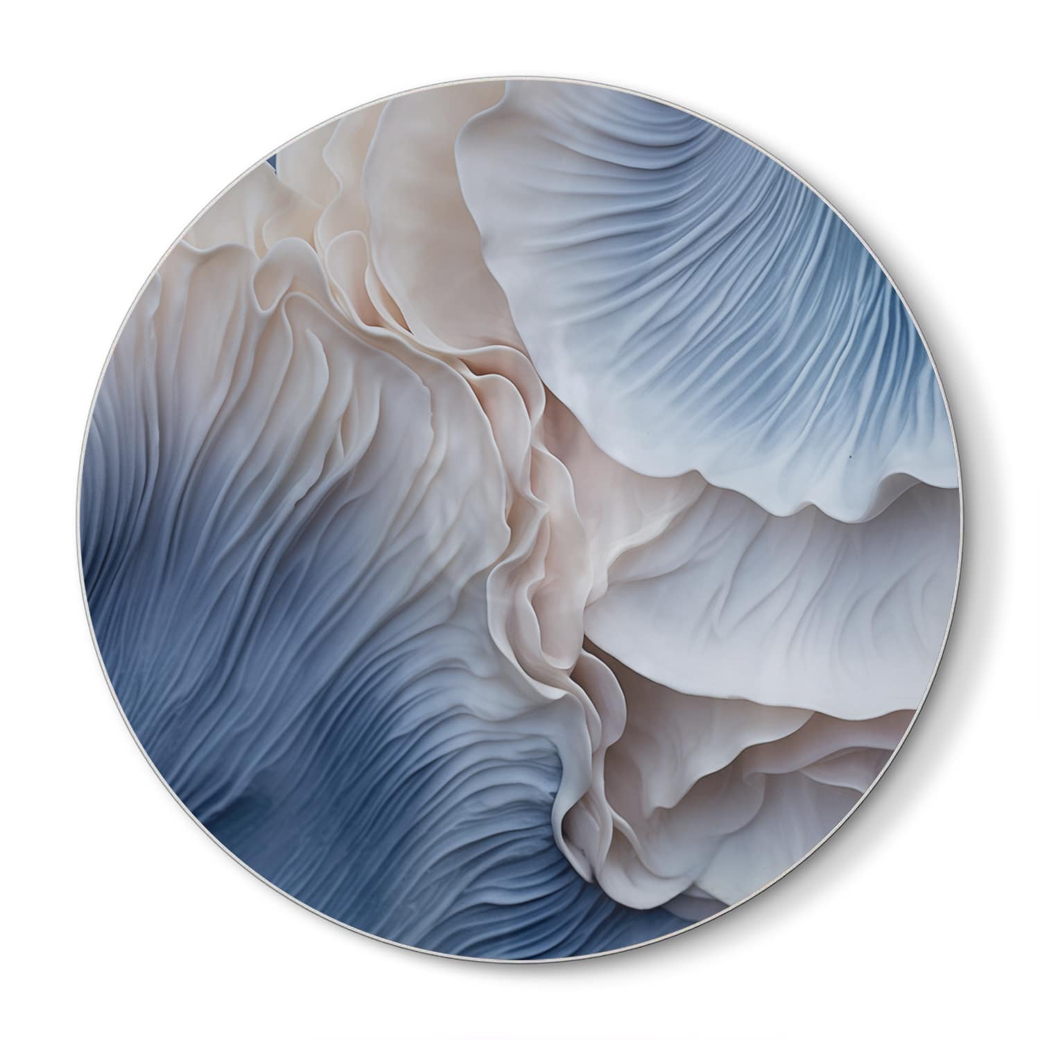 Snijplank Rond - Gehard Glas - Blauwe Paddenstoelen Textuur