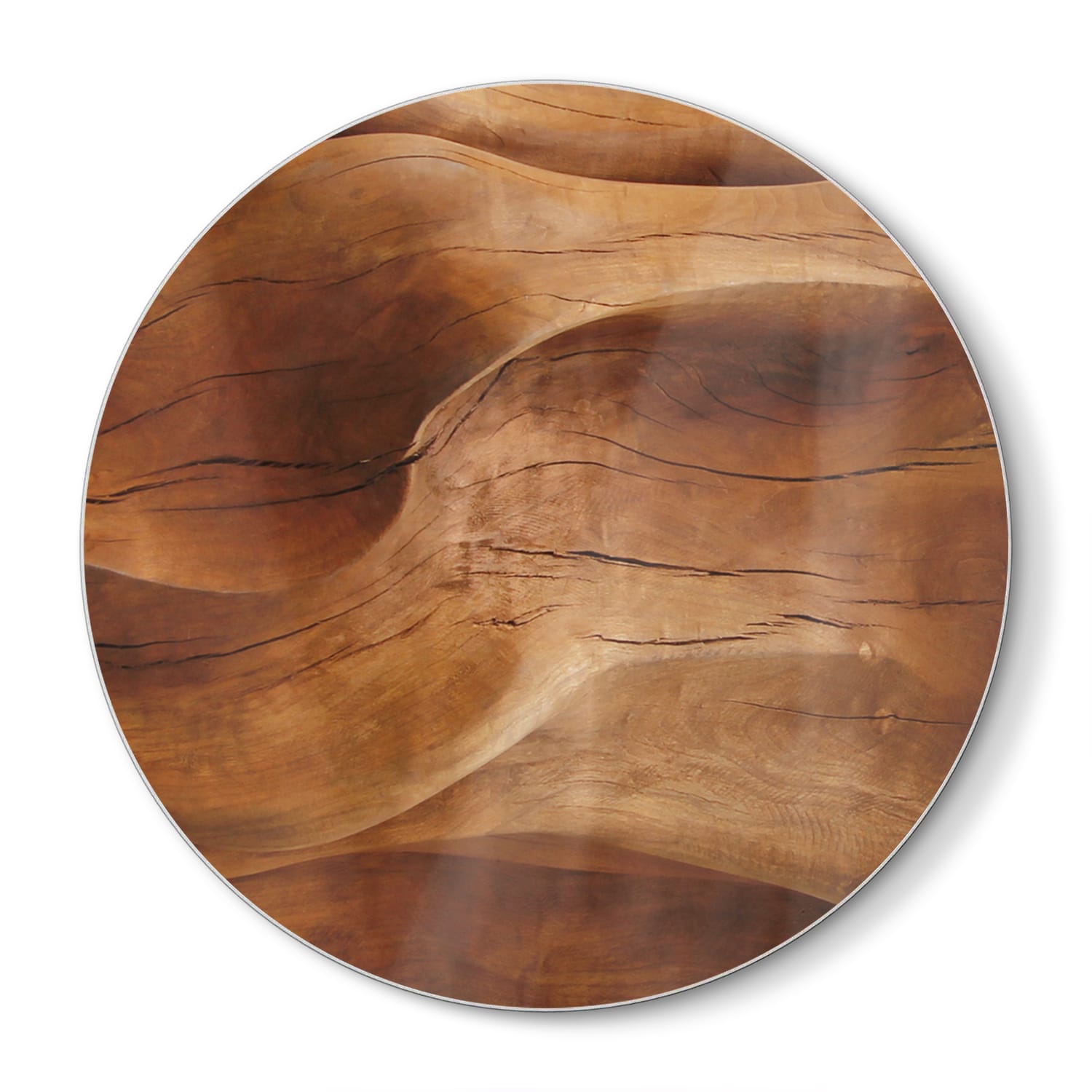 Snijplank Rond - Gehard Glas - Hout Textuur