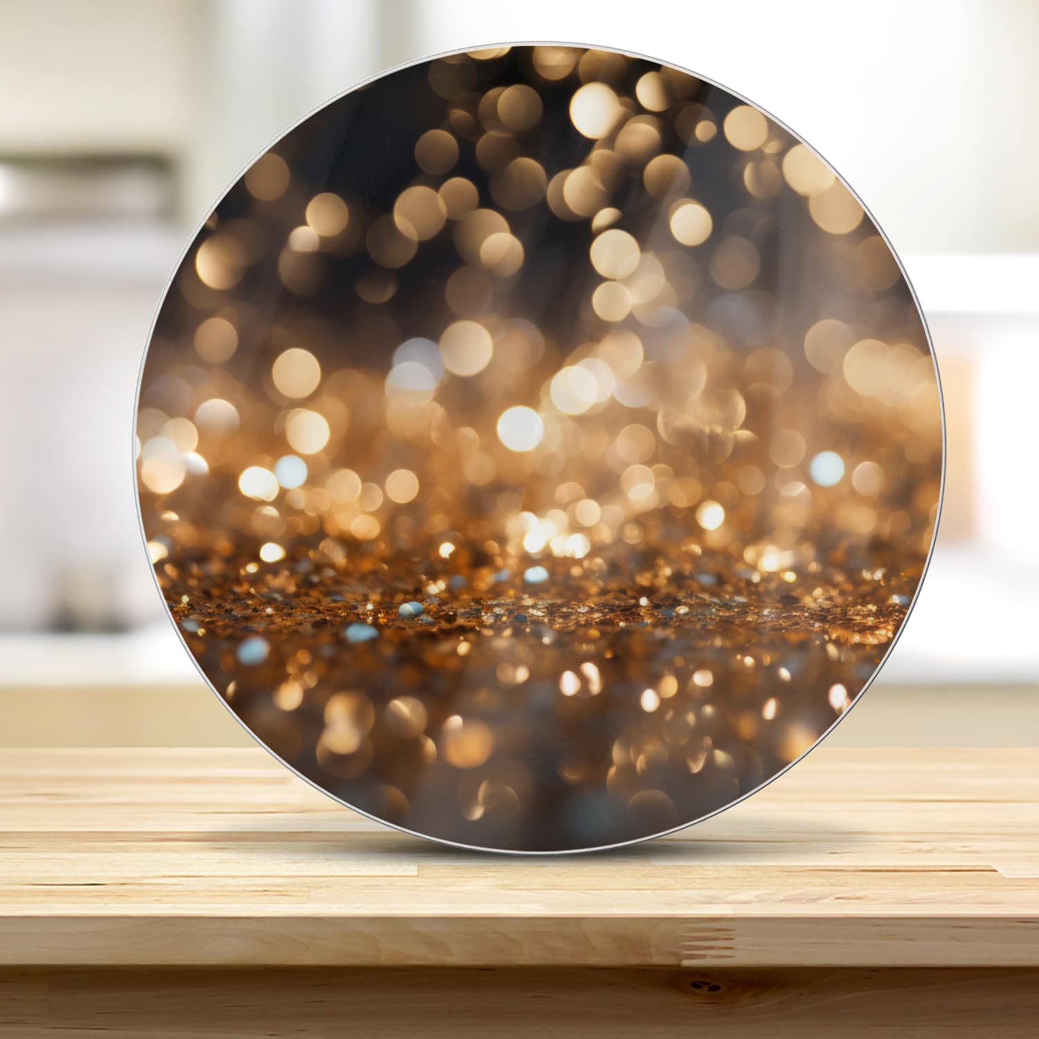 Snijplank Rond - Gehard Glas - Gouden Glitters