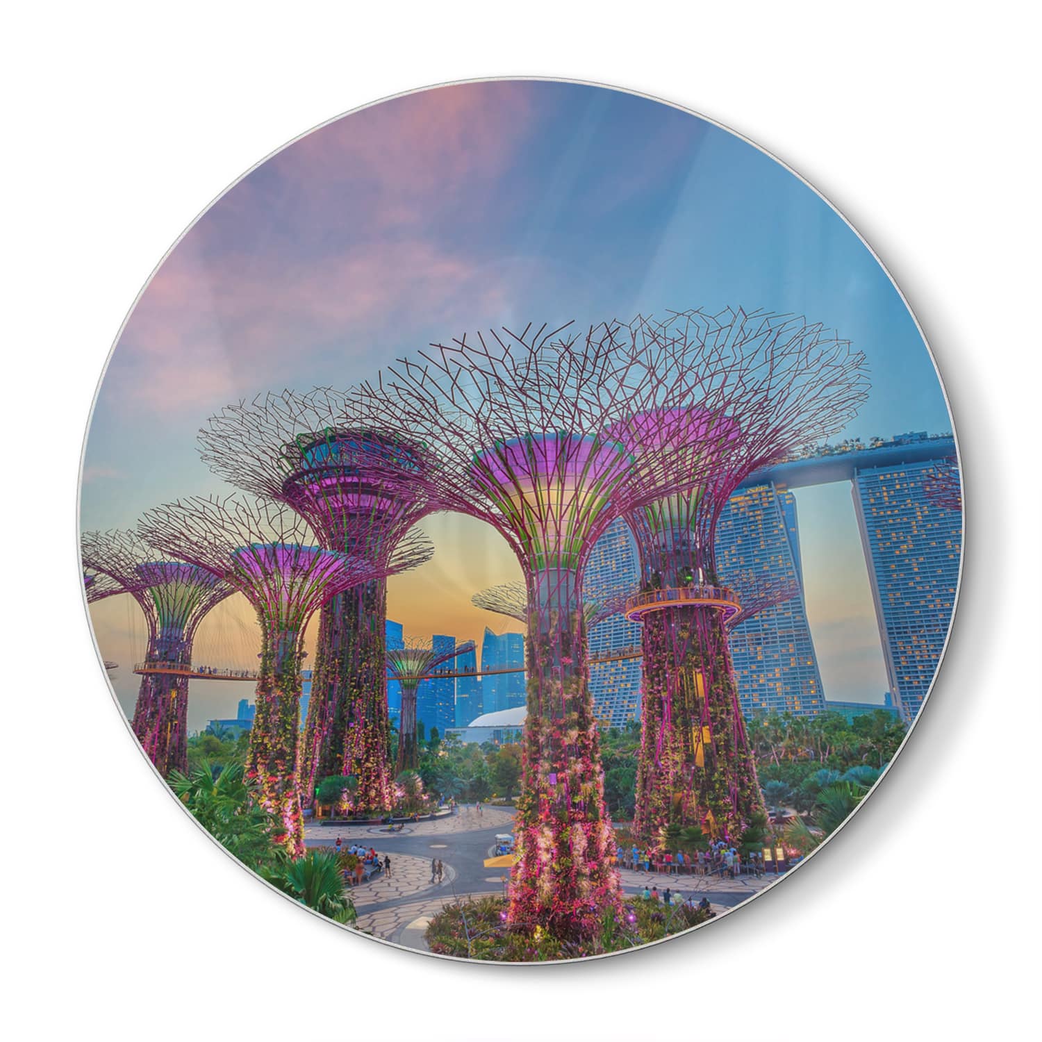 Snijplank Rond - Gehard Glas - Zonsondergang in Singapore