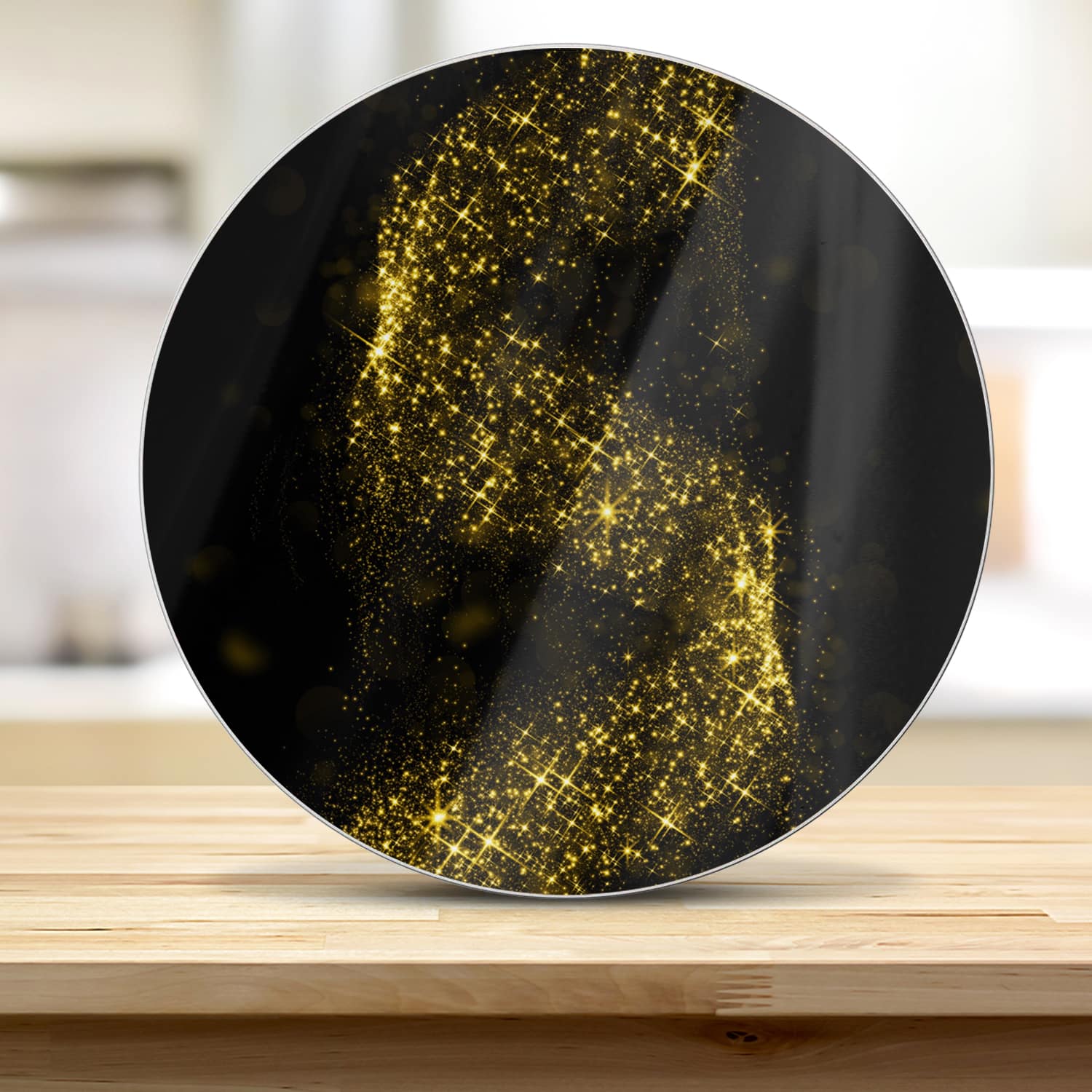 Snijplank Rond - Gehard Glas - Gouden Glitter Spiraal