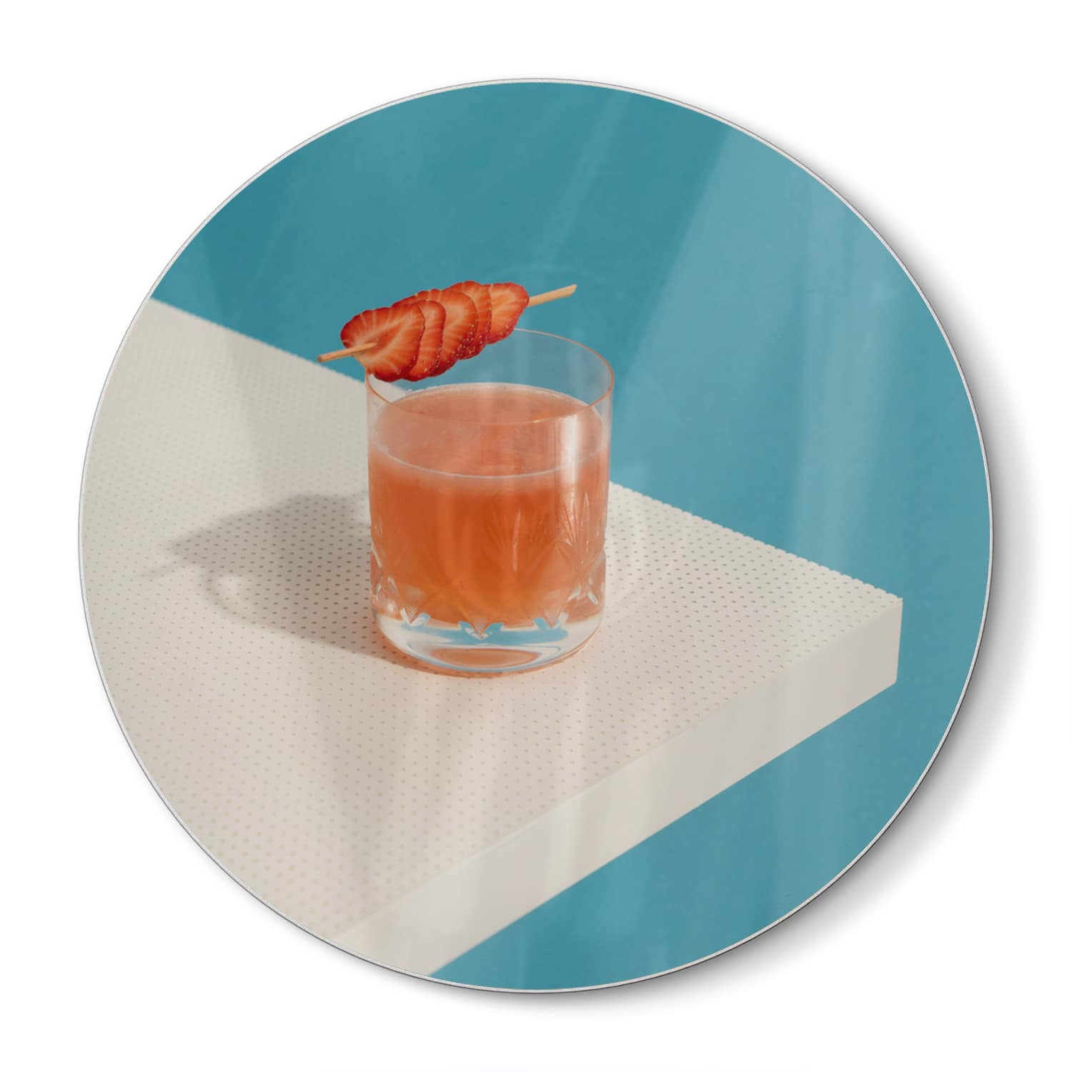 Snijplank Rond - Gehard Glas - Aardbeien Cocktail