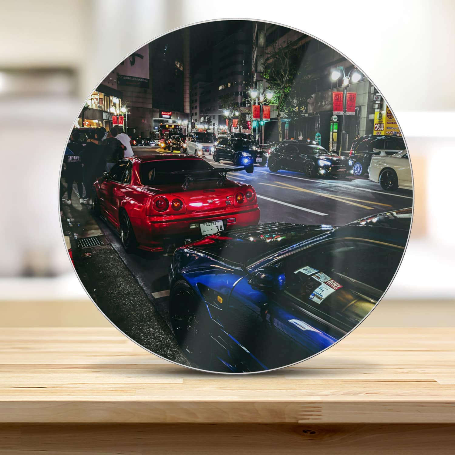 Snijplank Rond - Gehard Glas - Japanse Auto's