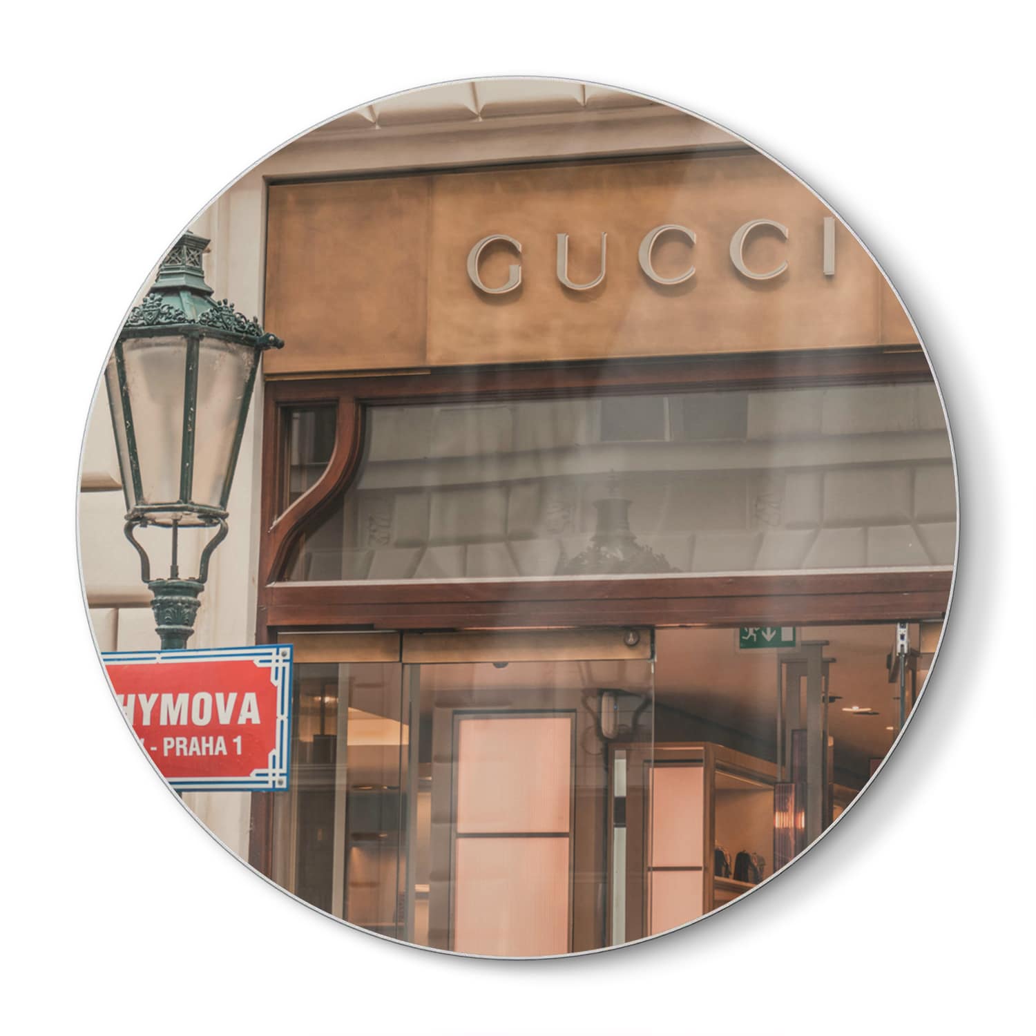 Snijplank Rond - Gehard Glas - Gucci Winkel Front