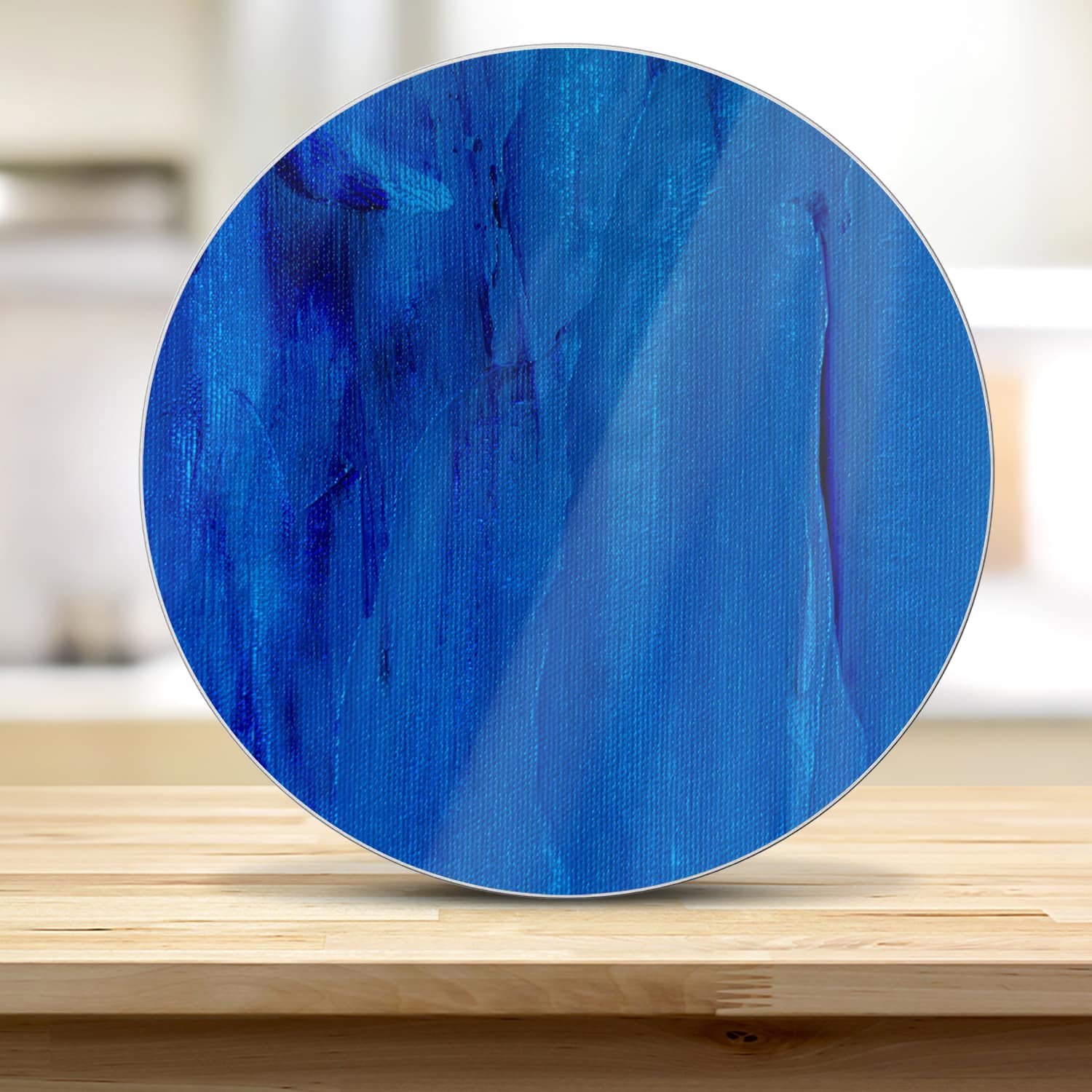 Snijplank Rond - Gehard Glas - Blauw Abstractie