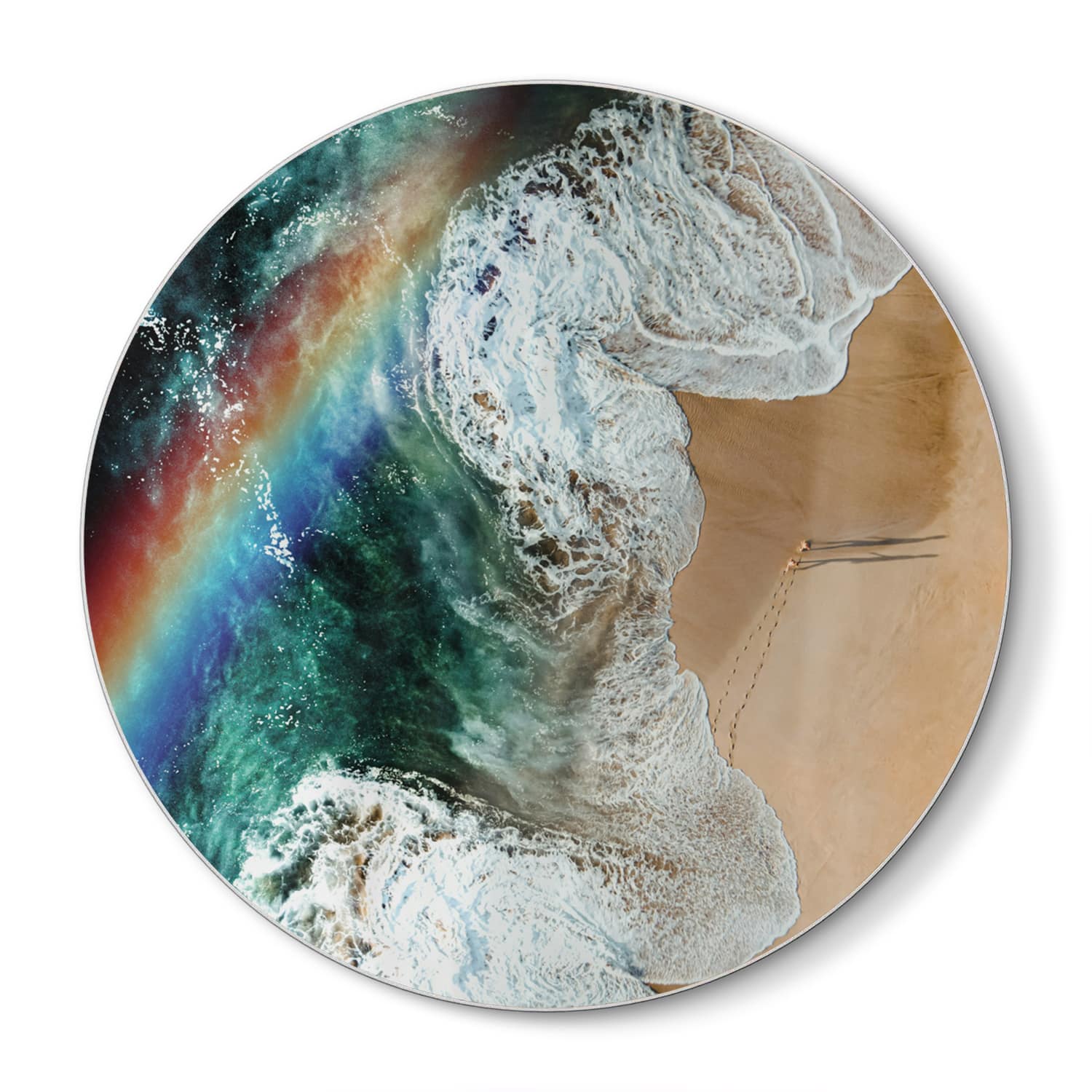 Snijplank Rond - Gehard Glas - Regenboog op het Strand