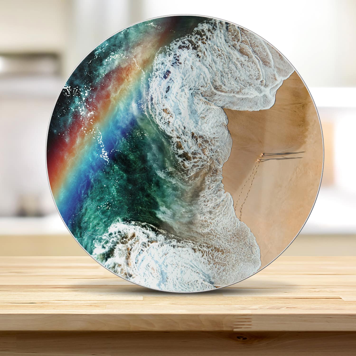 Snijplank Rond - Gehard Glas - Regenboog op het Strand