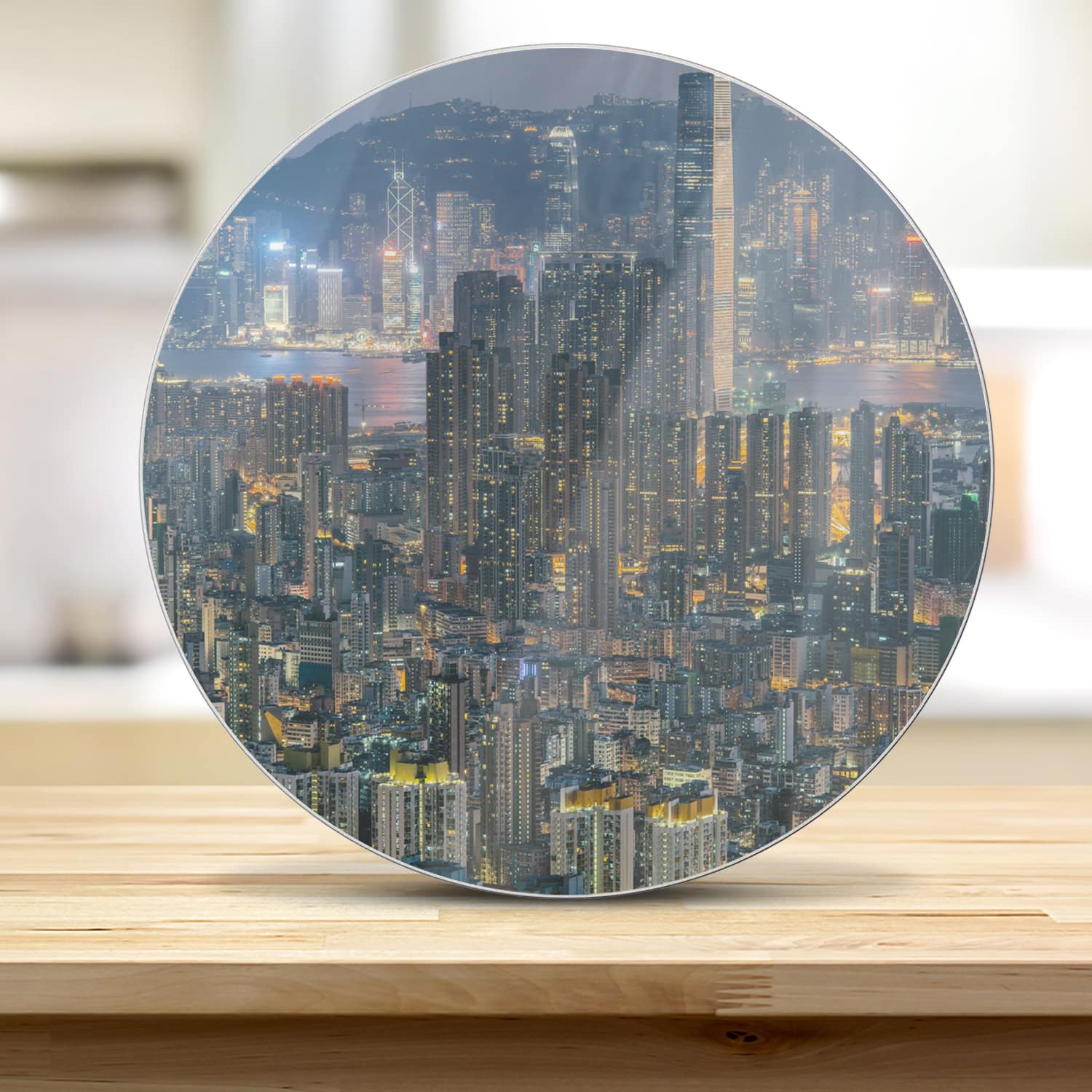 Snijplank Rond - Gehard Glas - Hong Kong in de Nacht