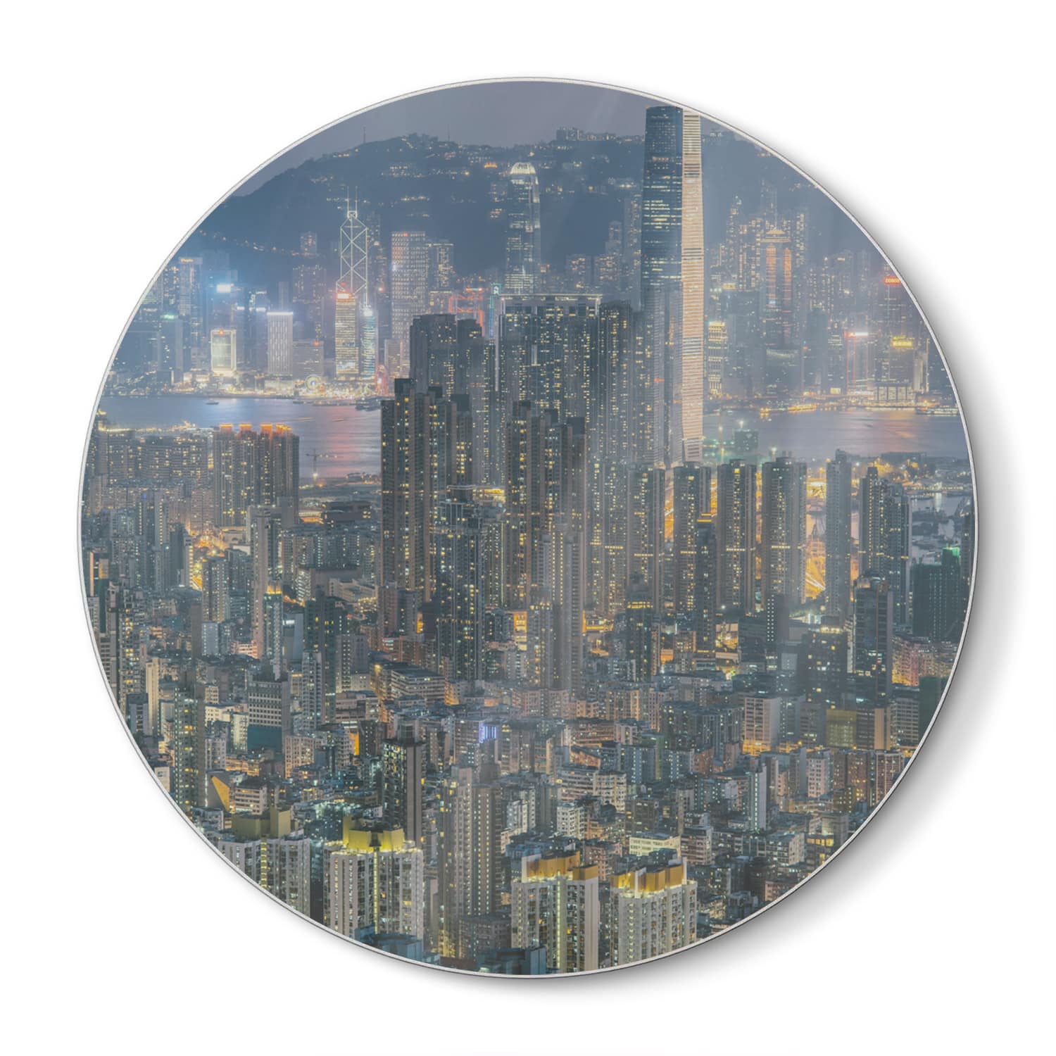 Snijplank Rond - Gehard Glas - Hong Kong in de Nacht