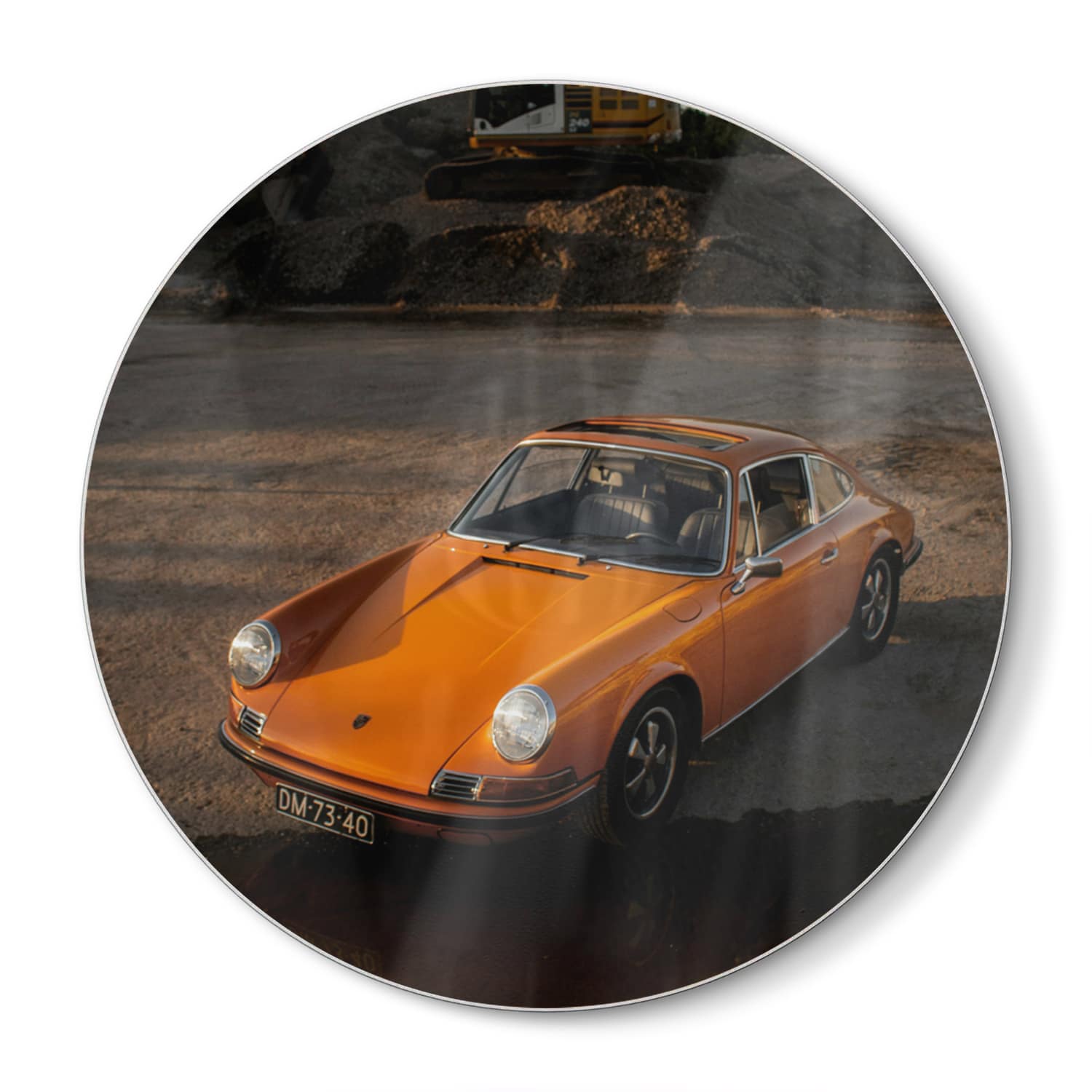 Snijplank Rond - Gehard Glas - Oranje Porsche