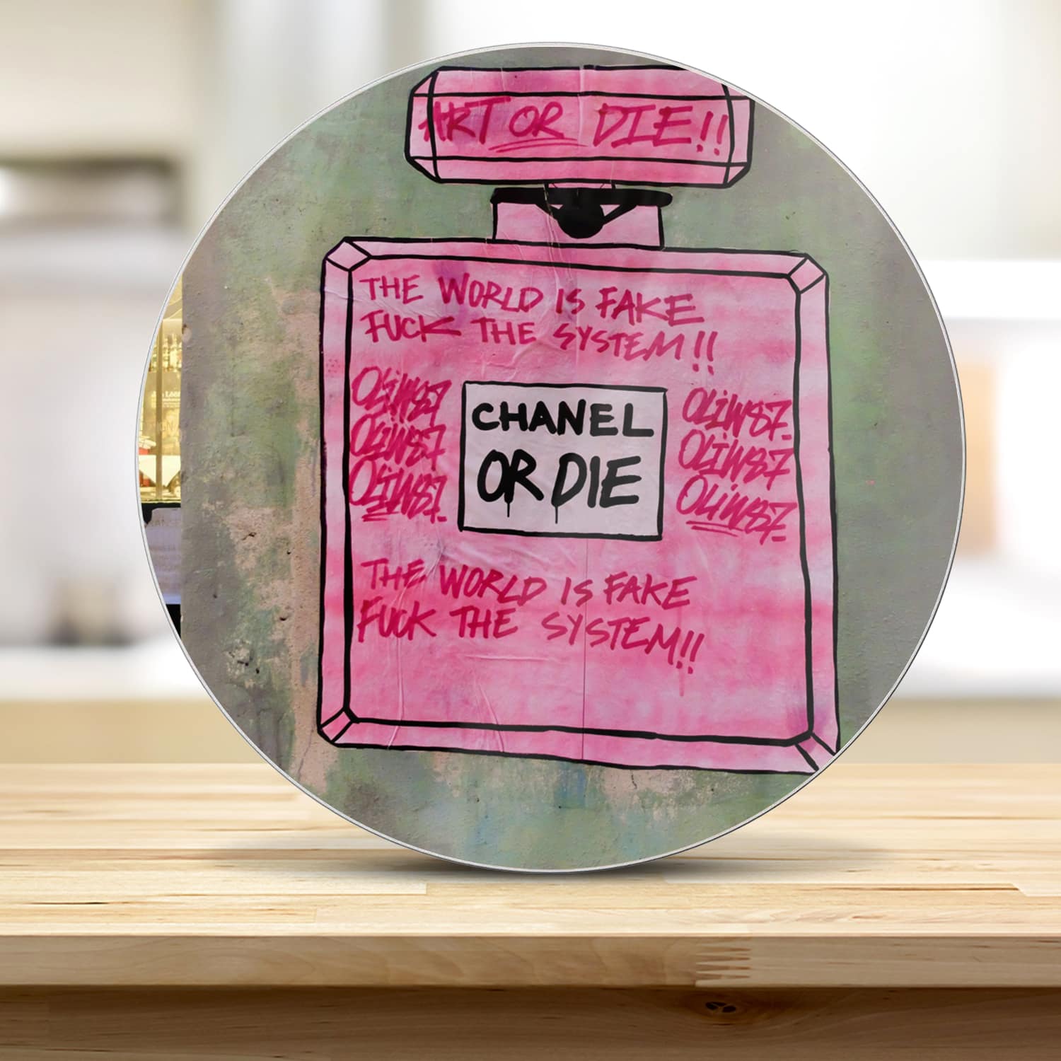 Snijplank Rond - Gehard Glas - Chanel or Die Art