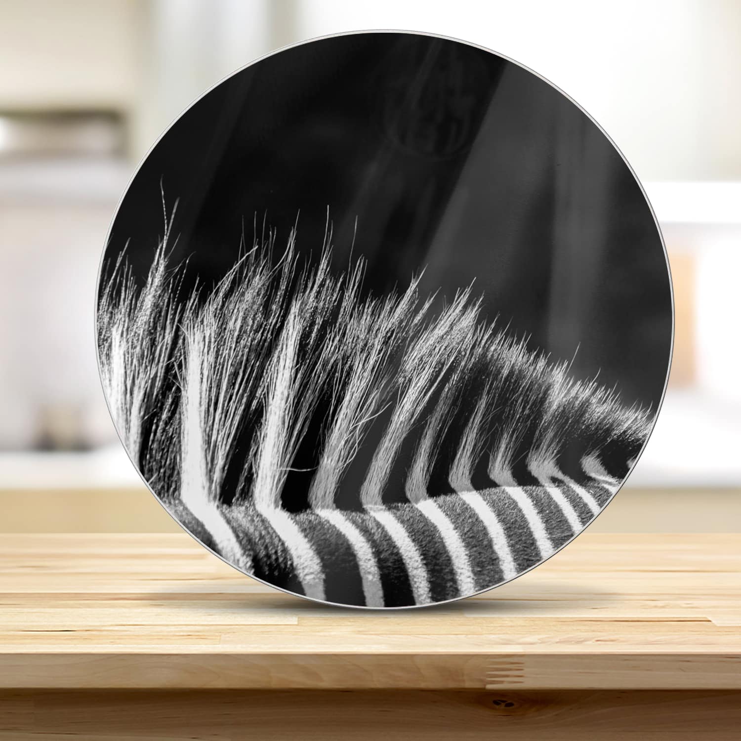 Snijplank Rond - Gehard Glas - Zwart-Wit Zebra