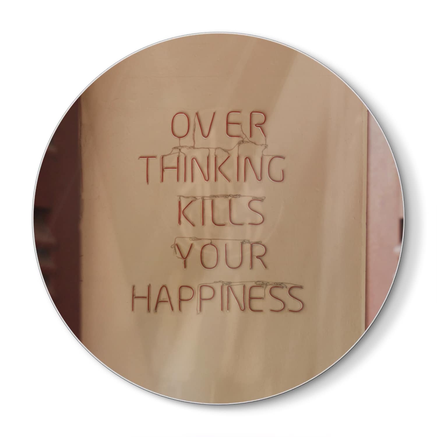 Snijplank Rond - Gehard Glas - Overthinking Kills Your Happines