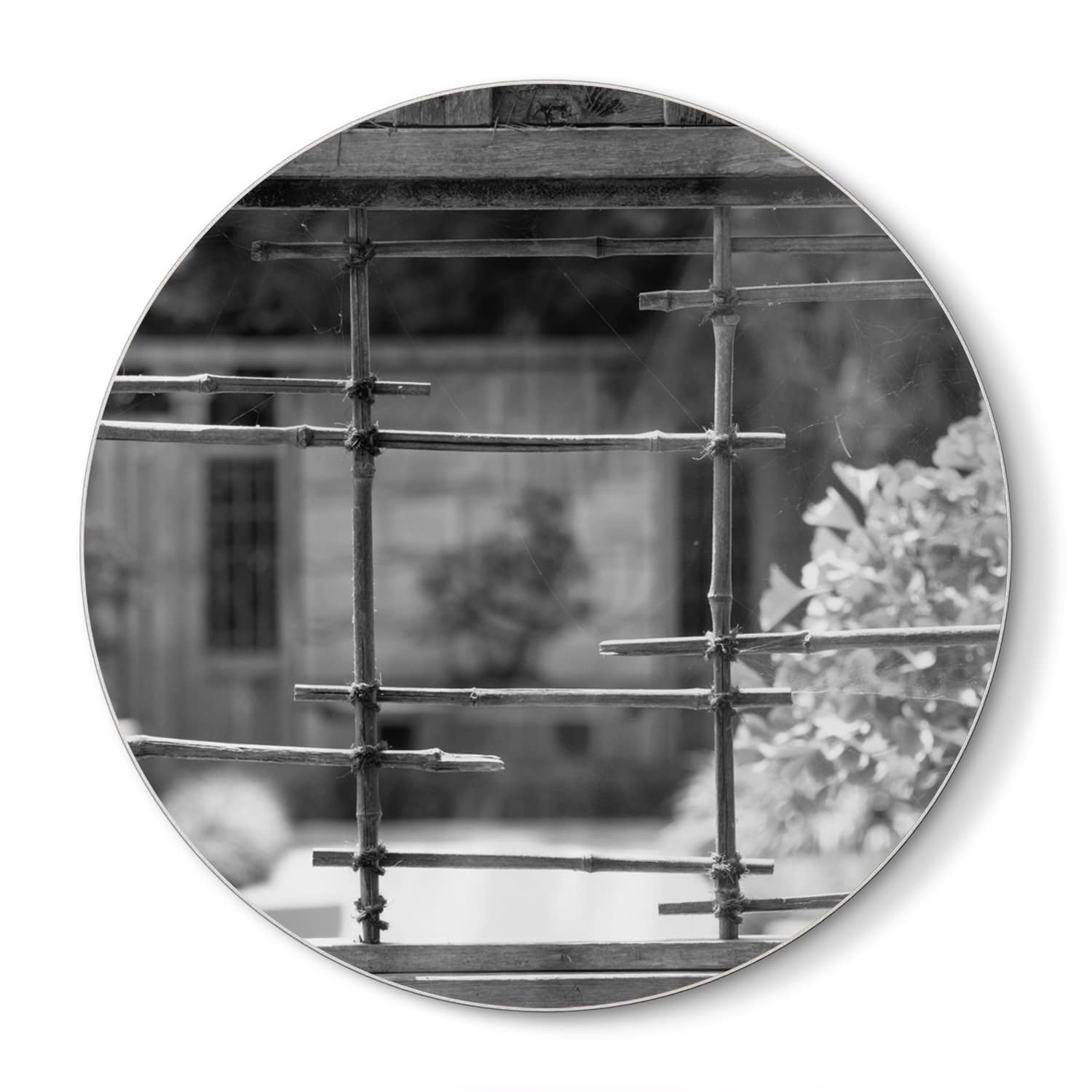 Snijplank Rond - Gehard Glas - Zwart-Wit Raam