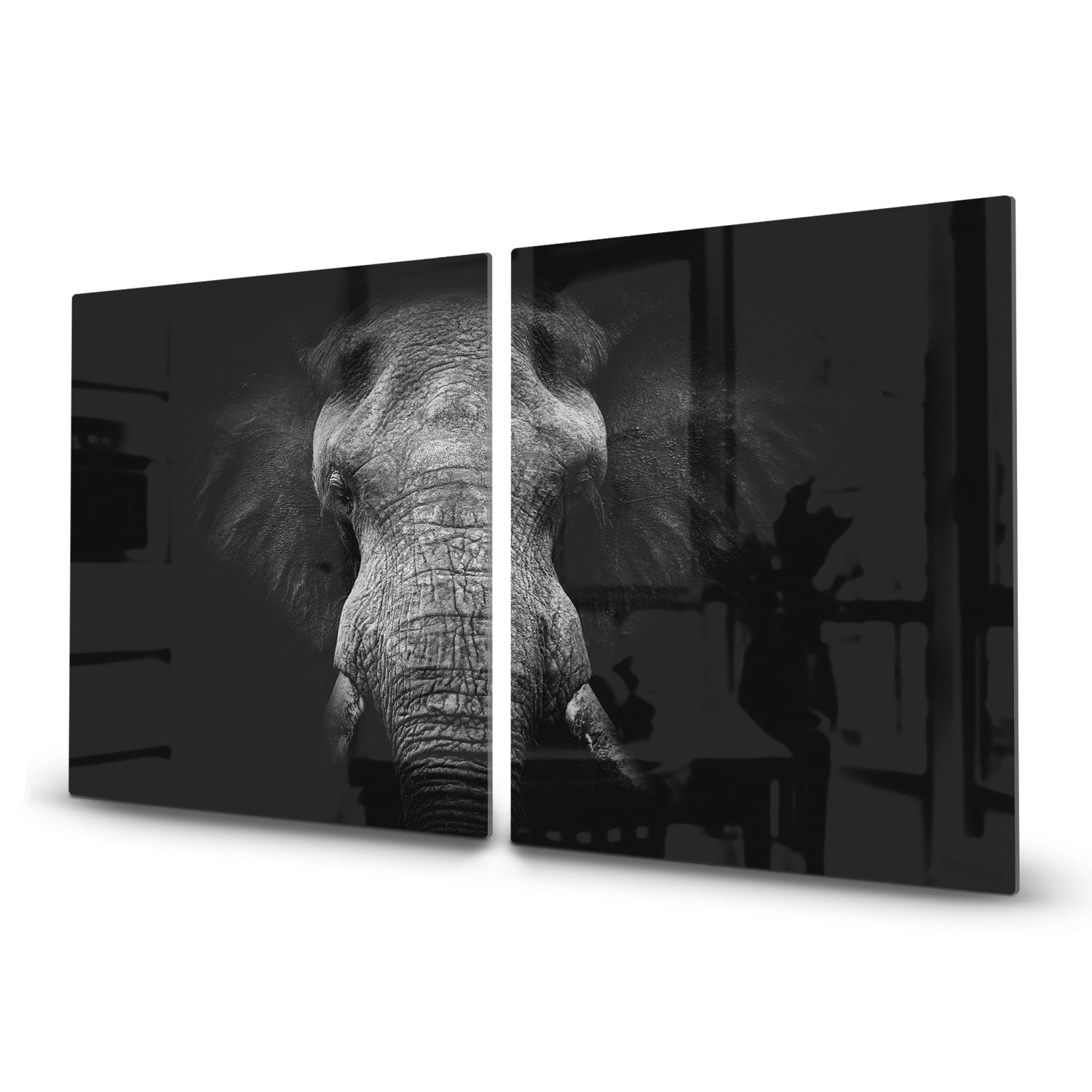 Inductiebeschermer - Gehard Glas - Olifant in zwart/wit