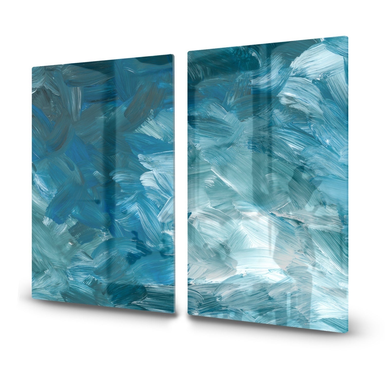 Inductiebeschermer - Gehard Glas - Abstracte Blauwe Penseelstroken