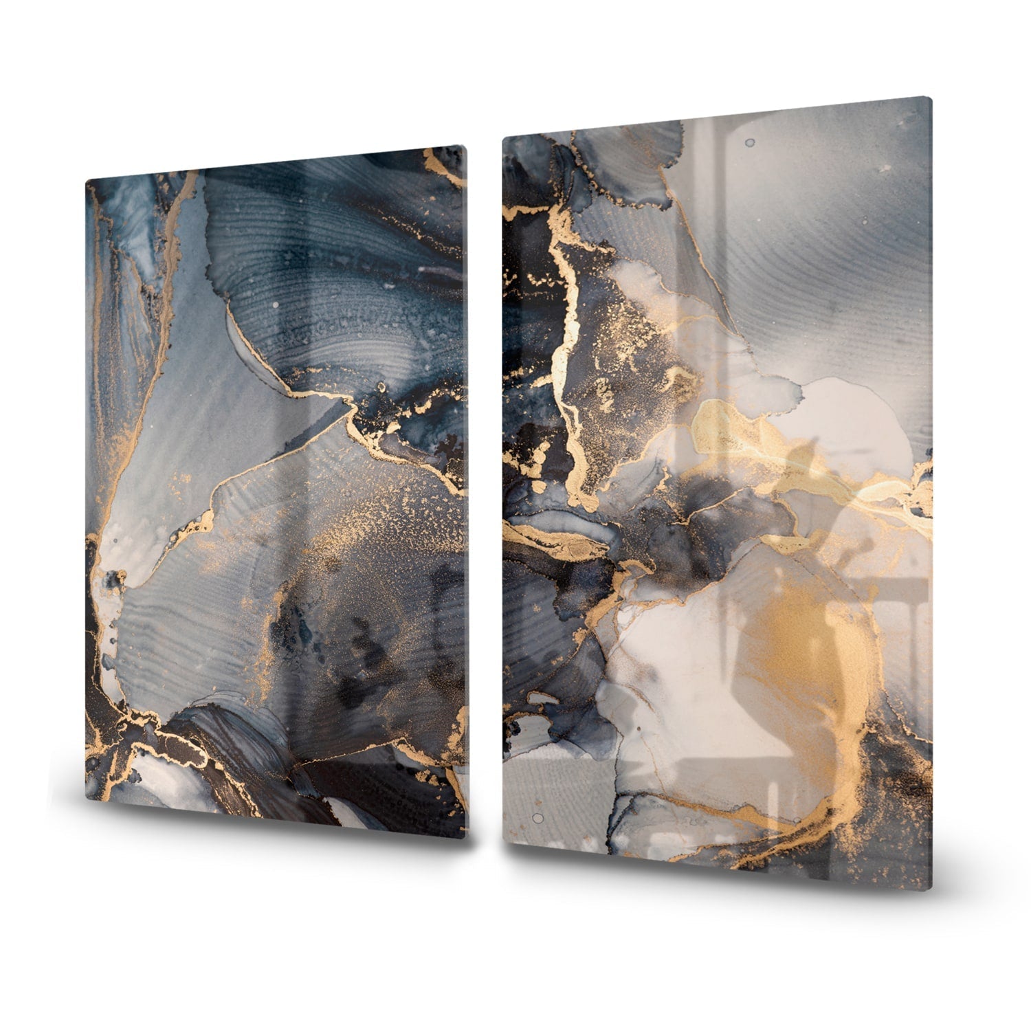 Inductiebeschermer - Gehard Glas - Zwart en Goud Abstract Kunst