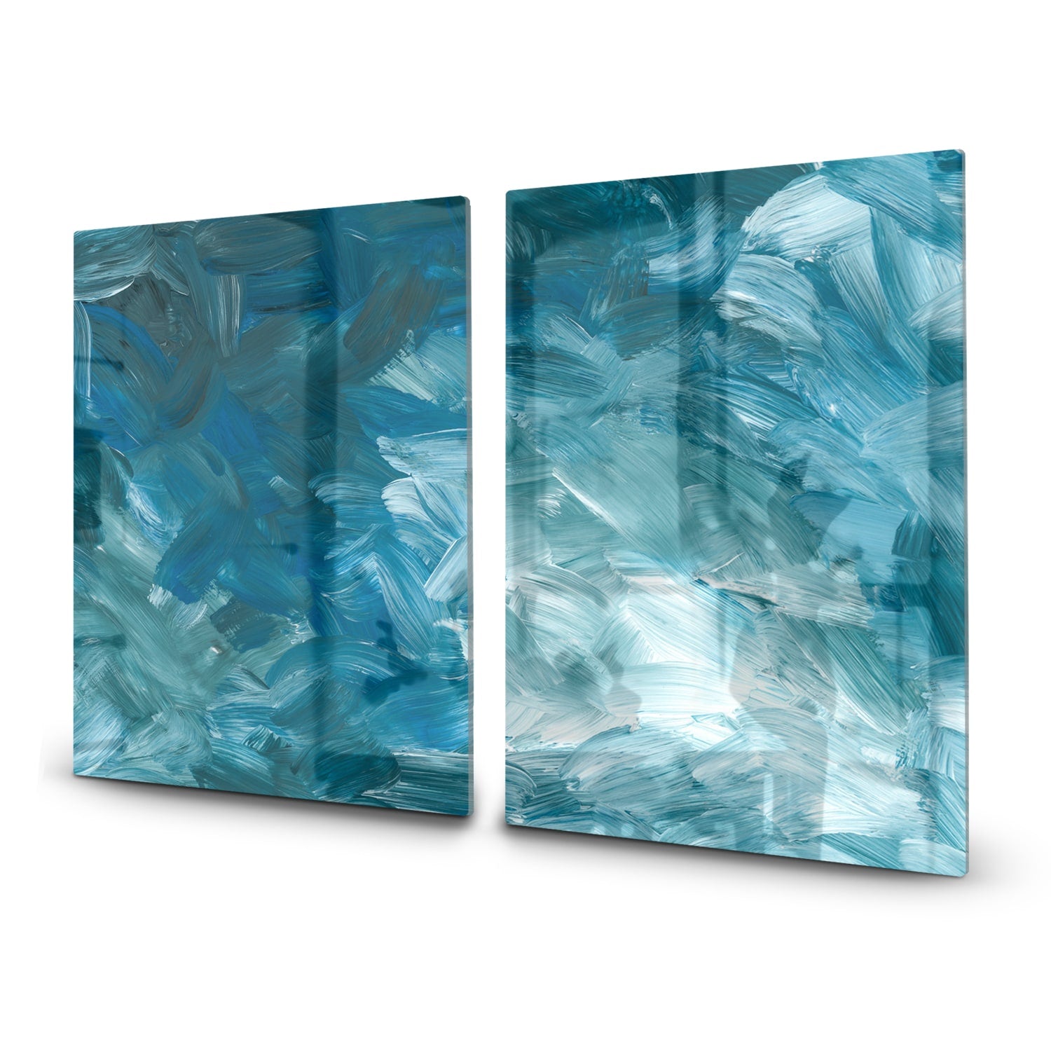 Inductiebeschermer - Gehard Glas - Abstracte Blauwe Penseelstroken