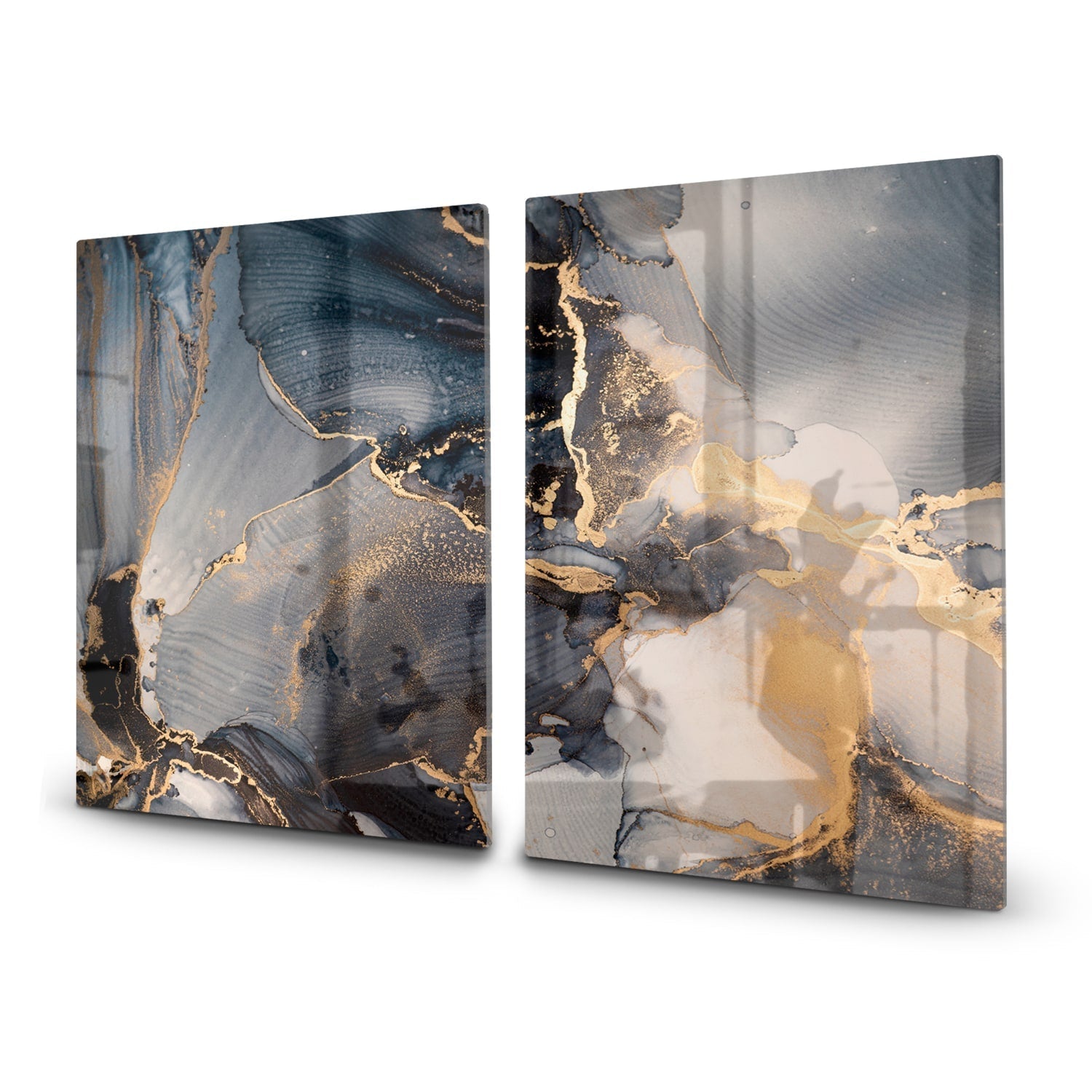 Inductiebeschermer - Gehard Glas - Zwart en Goud Abstract Kunst