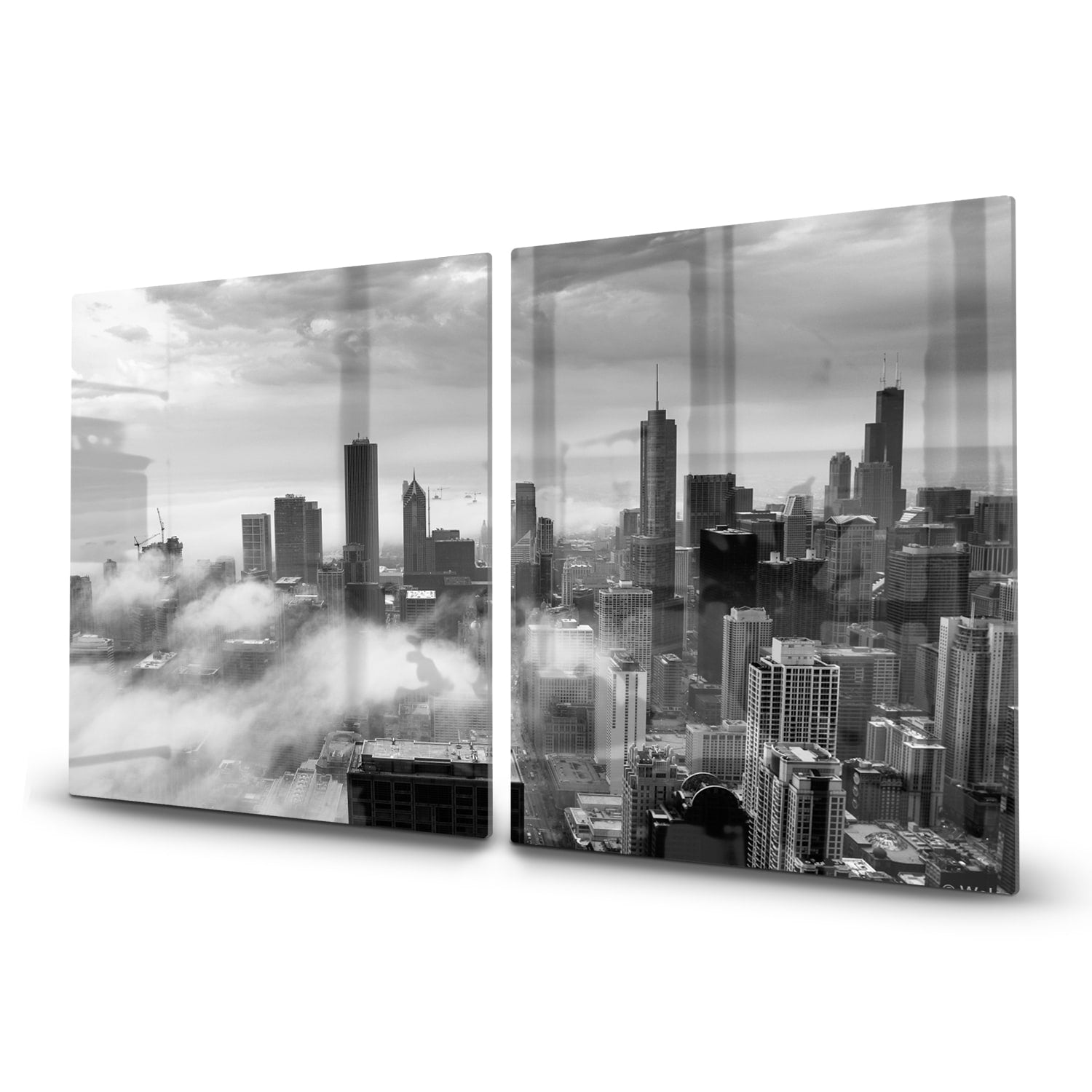 Inductiebeschermer - Gehard Glas - Chicago Skyline in de Mist