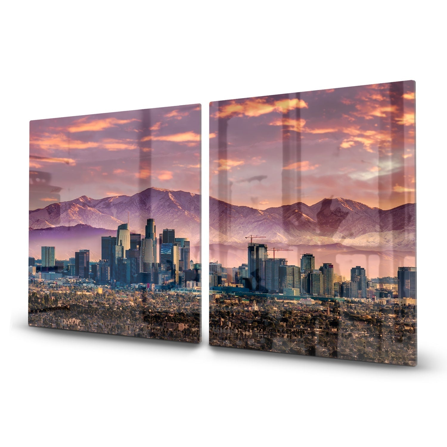 Inductiebeschermer - Gehard Glas - Los Angeles Skyline bij Zonsondergang