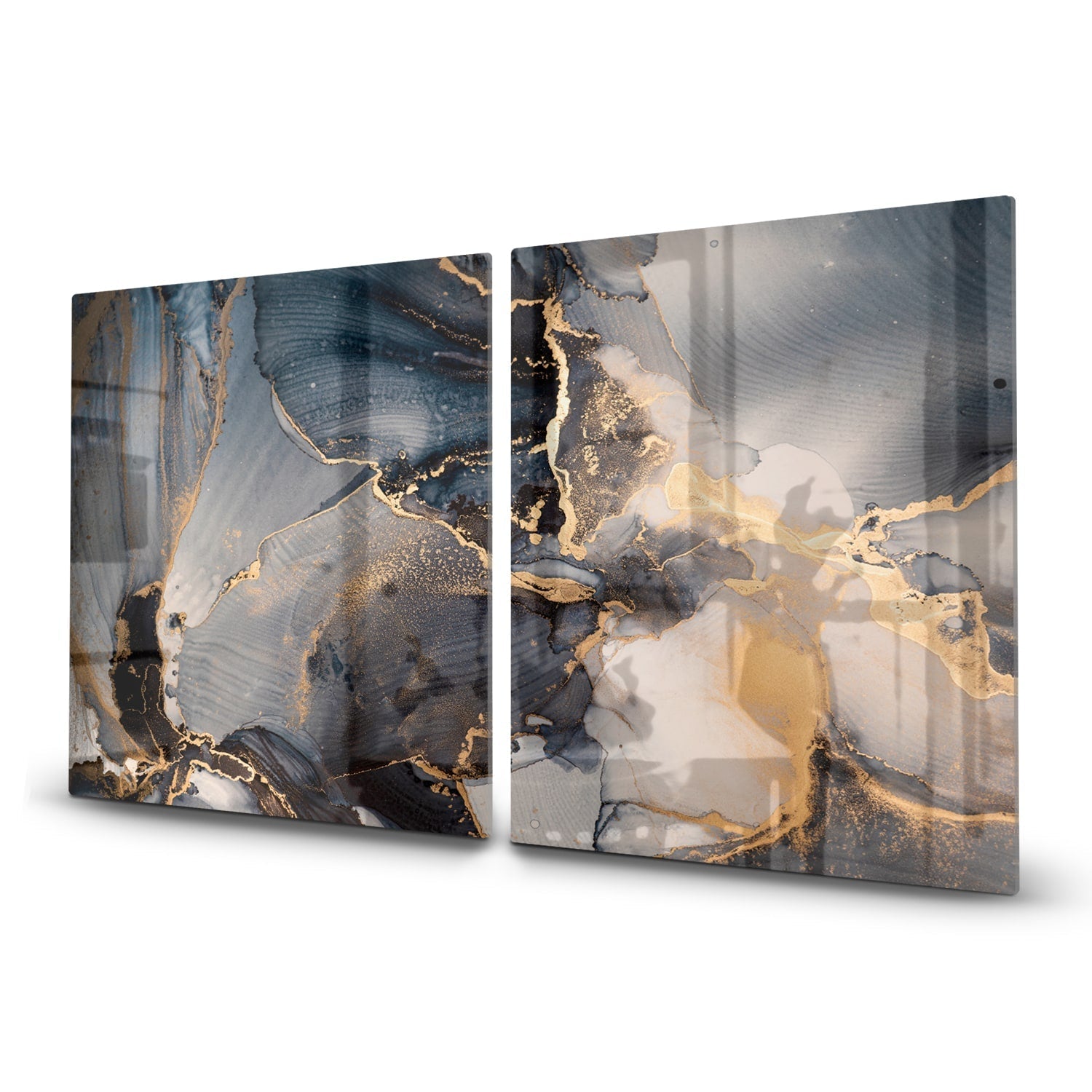 Inductiebeschermer - Gehard Glas - Zwart en Goud Abstract Kunst