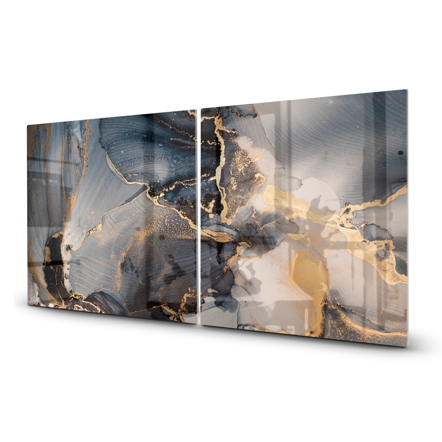 Inductiebeschermer - Gehard Glas - Zwart en Goud Abstract Kunst