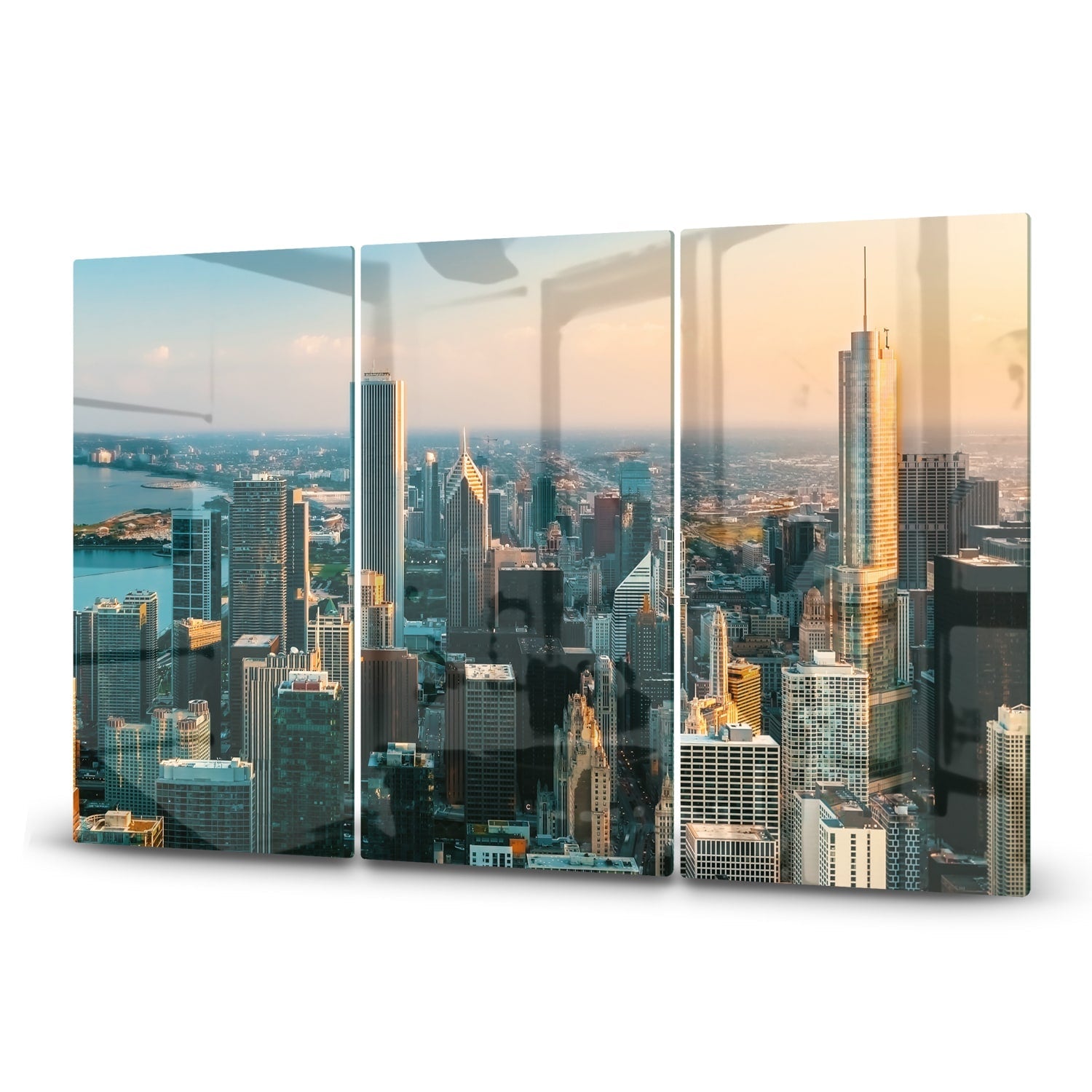 Inductiebeschermer - Gehard Glas - Chicago Skyline bij Zonsondergang