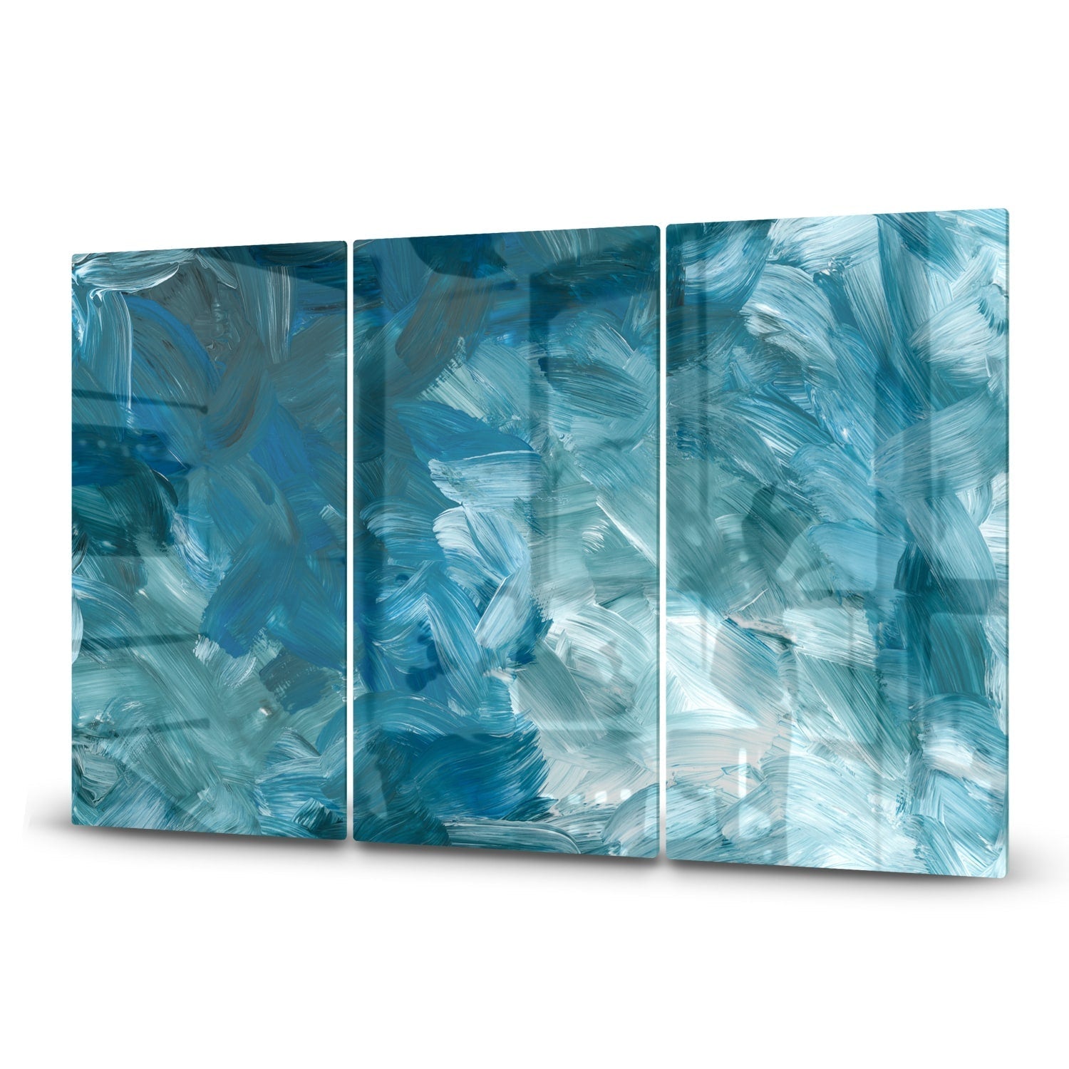 Inductiebeschermer - Gehard Glas - Abstracte Blauwe Penseelstroken