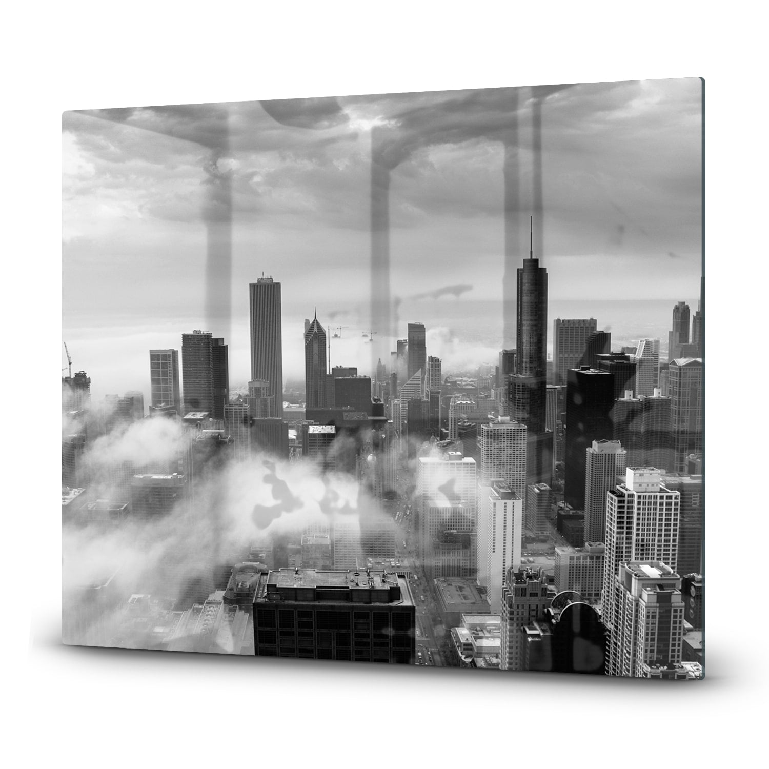 Eigen Afmeting - Inductiebeschermer - Gehard Glas - Chicago Skyline in de Mist