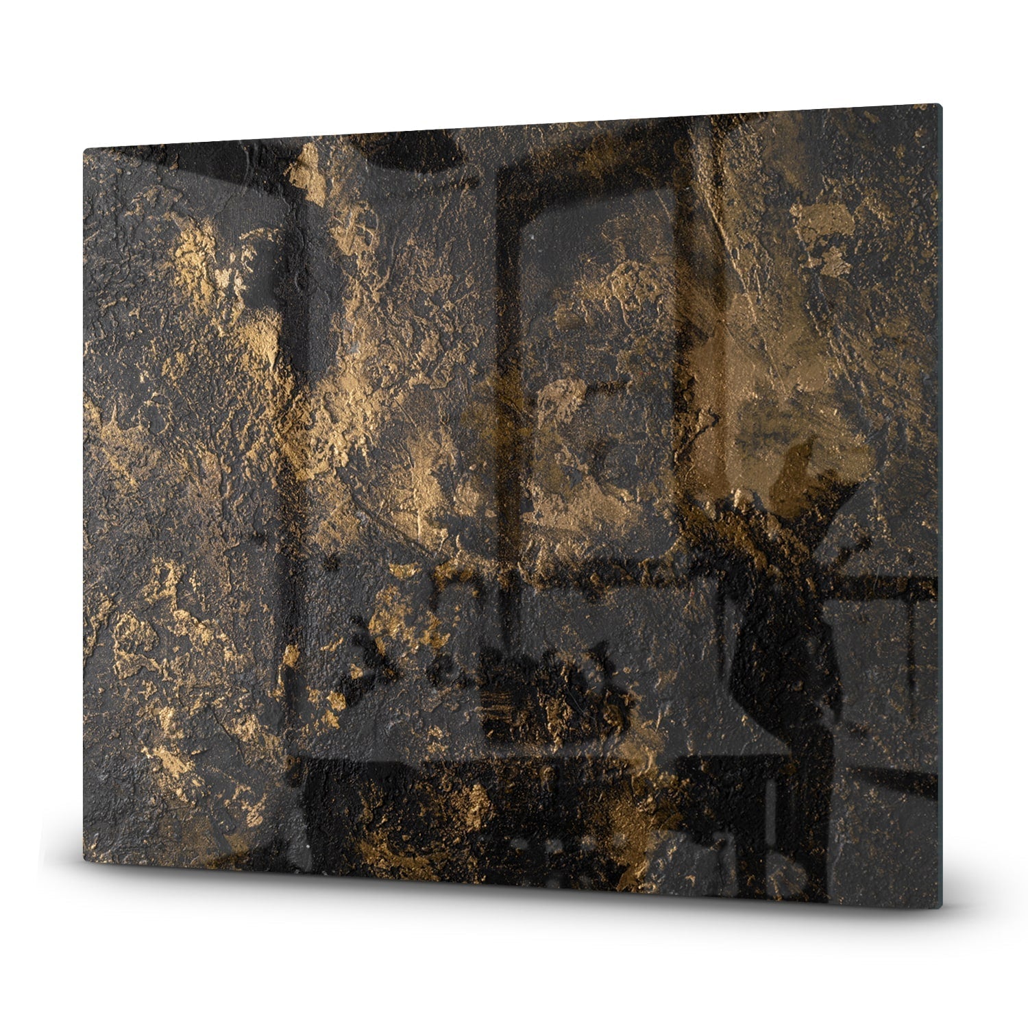 Eigen Afmeting - Inductiebeschermer - Gehard Glas - Black-Gold Textuur