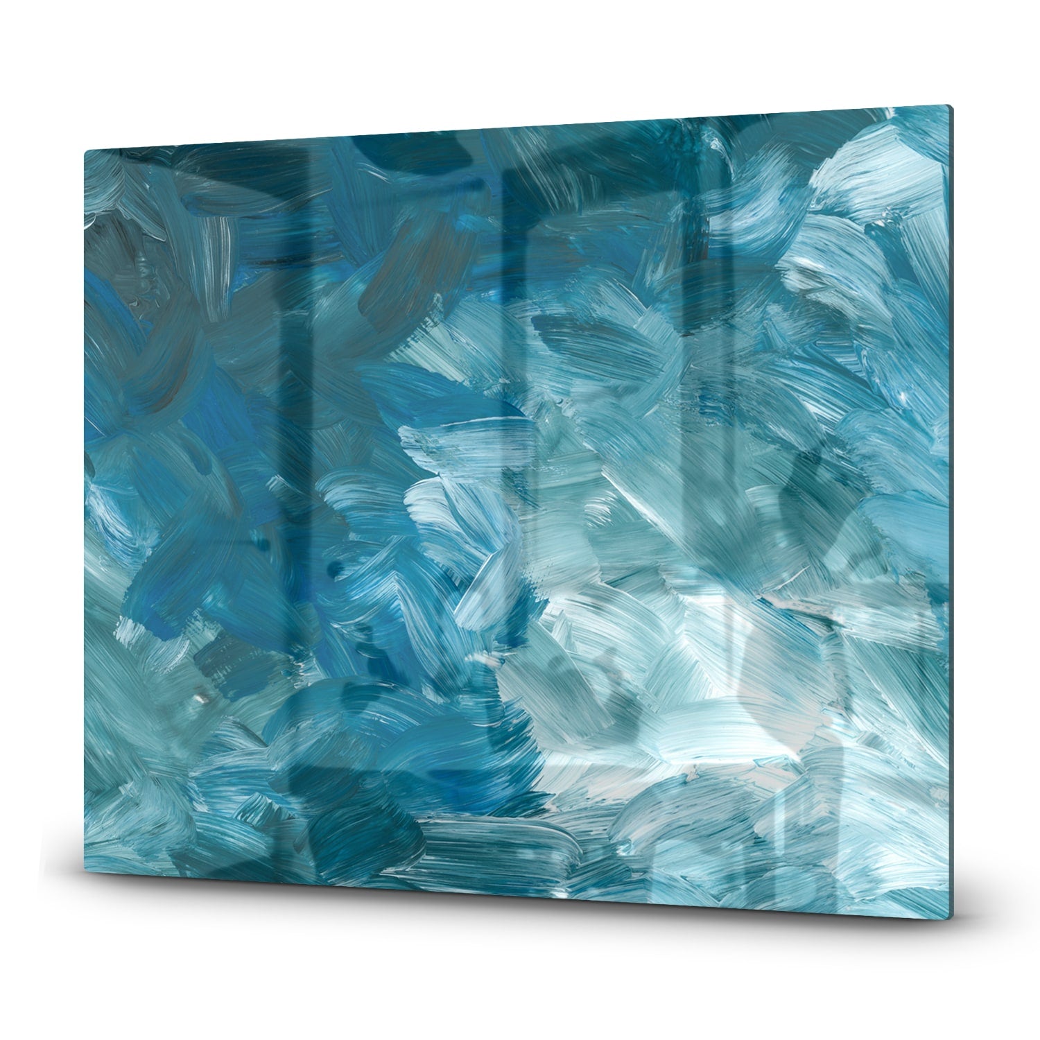 Inductiebeschermer - Gehard Glas - Abstracte Blauwe Penseelstroken