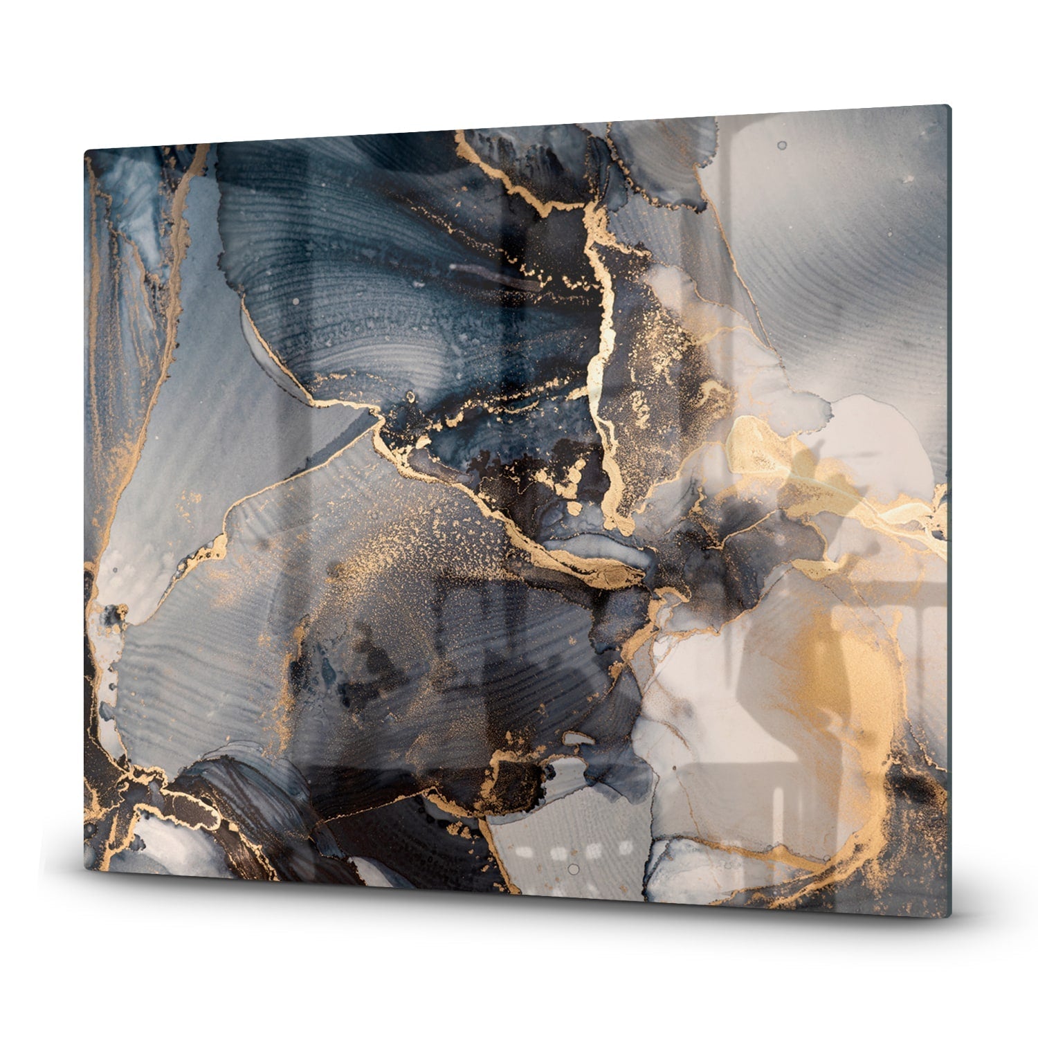 Inductiebeschermer - Gehard Glas - Zwart en Goud Abstract Kunst