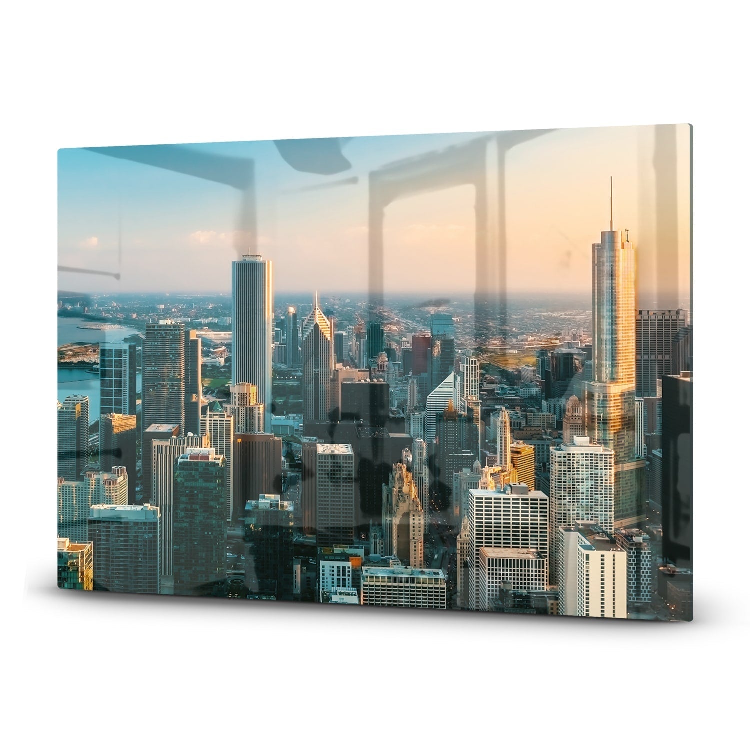 Inductiebeschermer - Gehard Glas - Chicago Skyline bij Zonsondergang