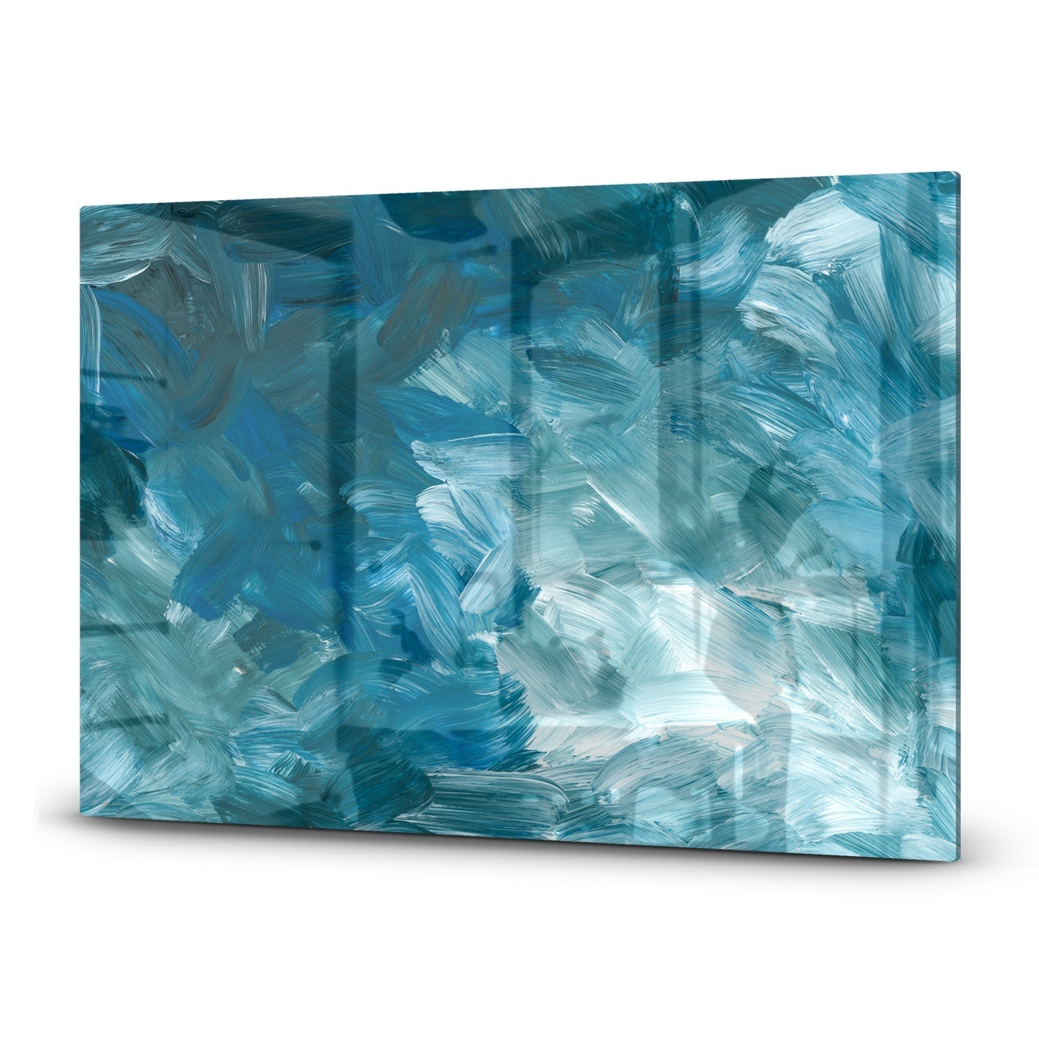 Inductiebeschermer - Gehard Glas - Abstracte Blauwe Penseelstroken