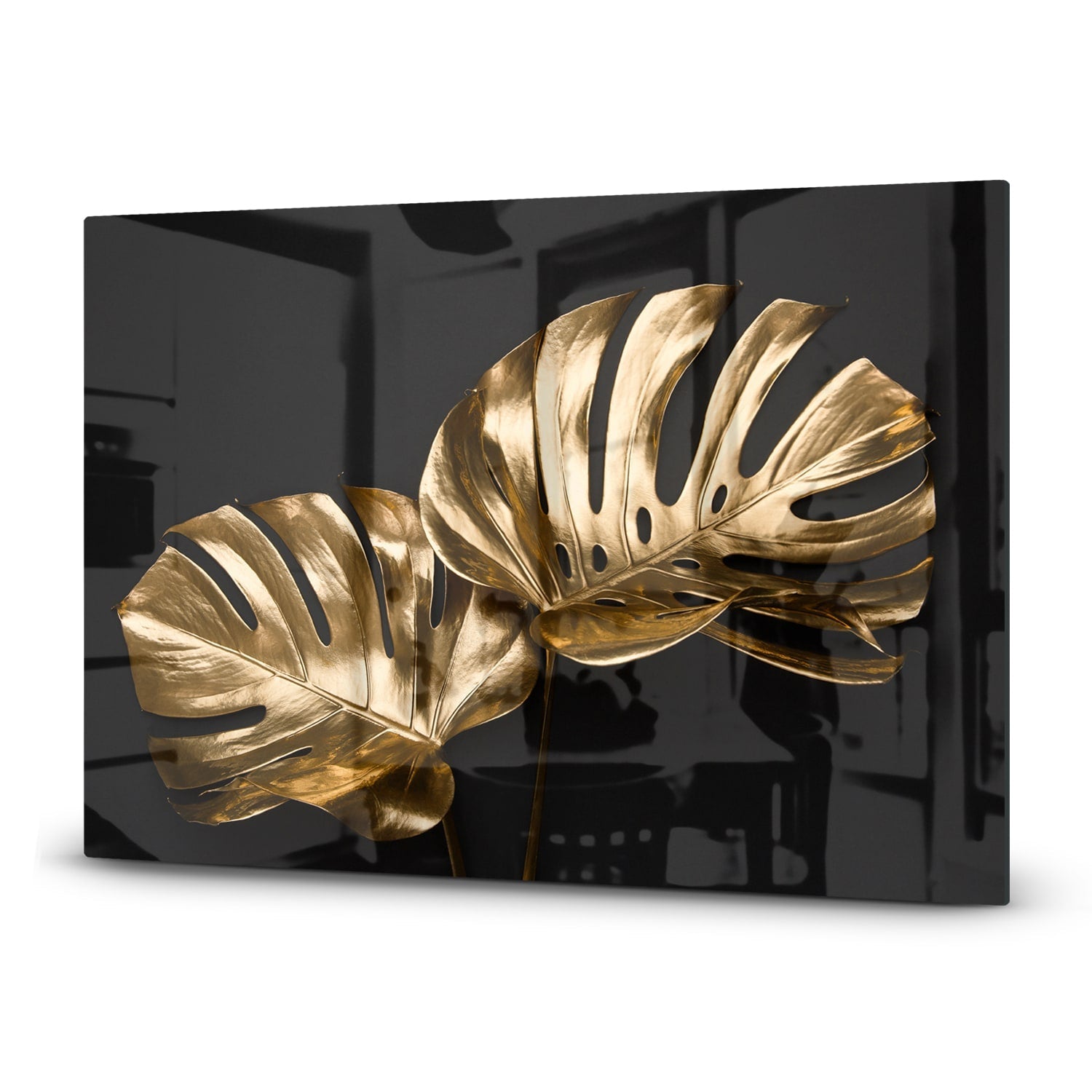 Inductiebeschermer - Gehard Glas - Luxueuze Gouden Monstera Bladeren