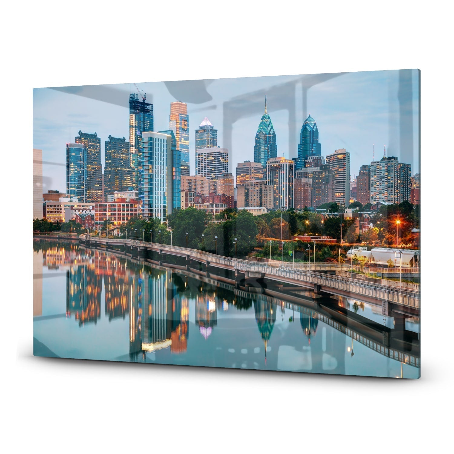 Inductiebeschermer - Gehard Glas - Philadelphia Skyline bij Nacht