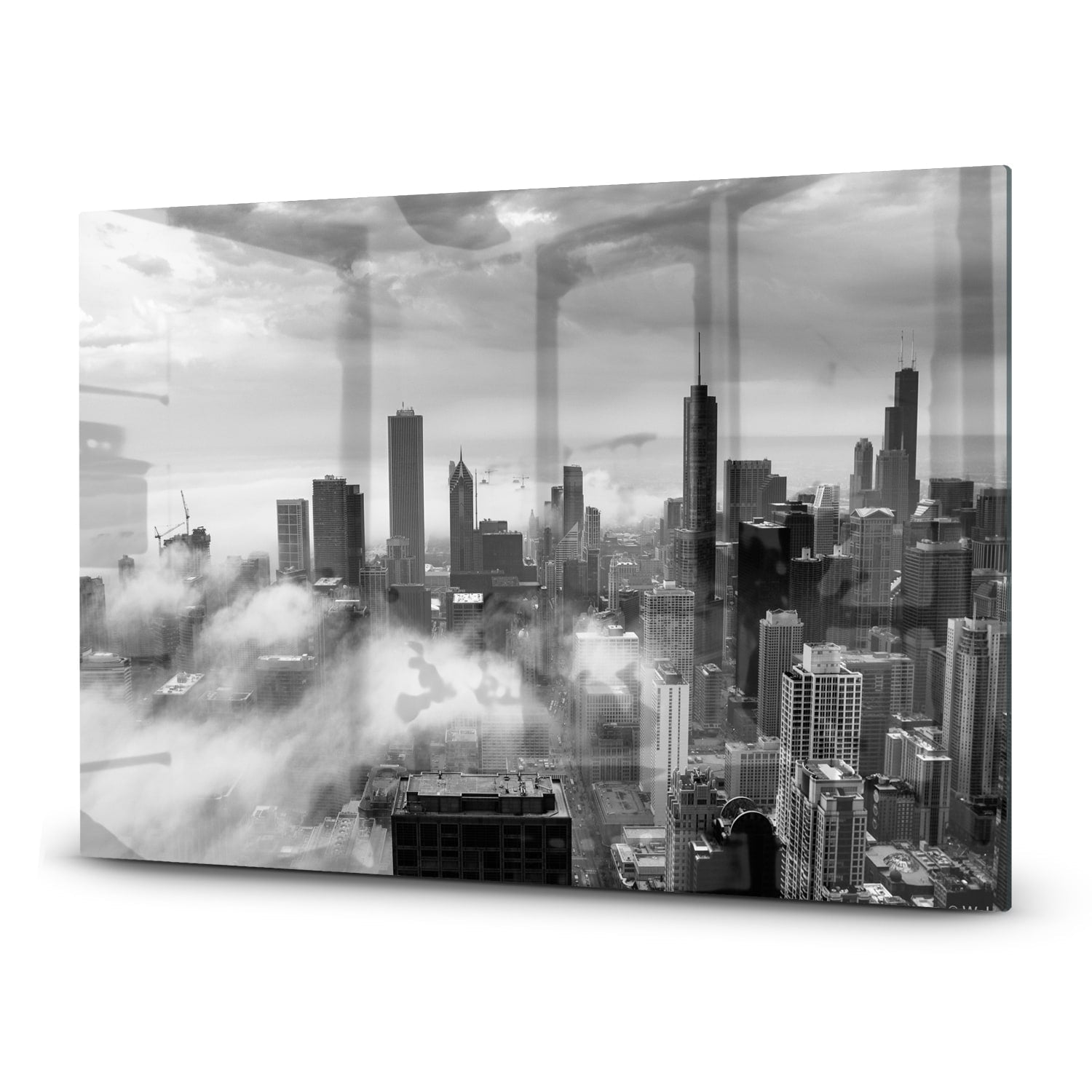 Inductiebeschermer - Gehard Glas - Chicago Skyline in de Mist