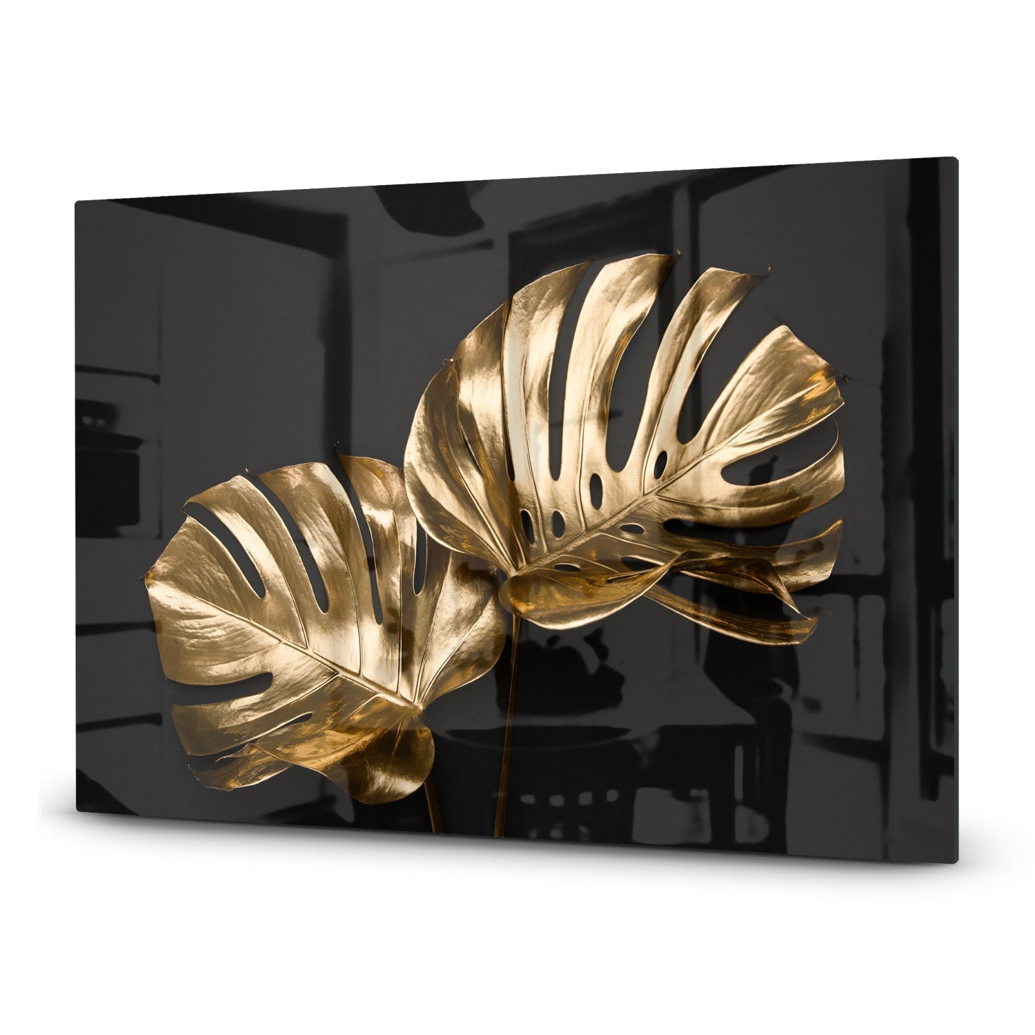 Inductiebeschermer - Gehard Glas - Luxueuze Gouden Monstera Bladeren